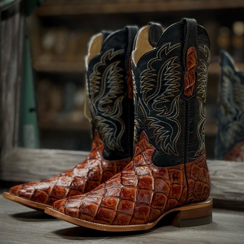 Men's Fish Print Western Boots