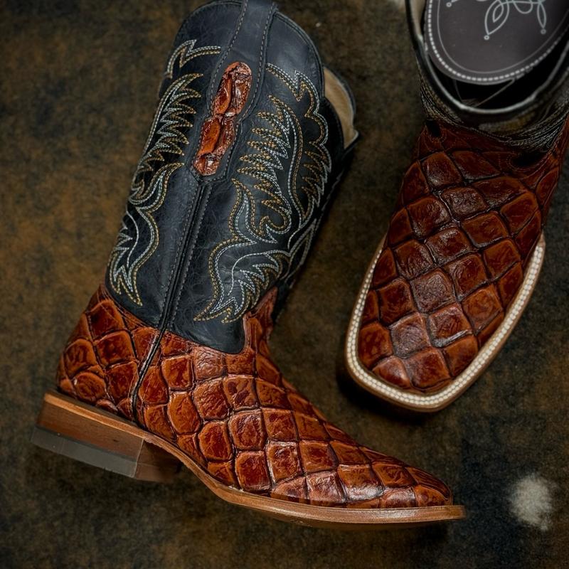 Men's Fish Print Western Boots