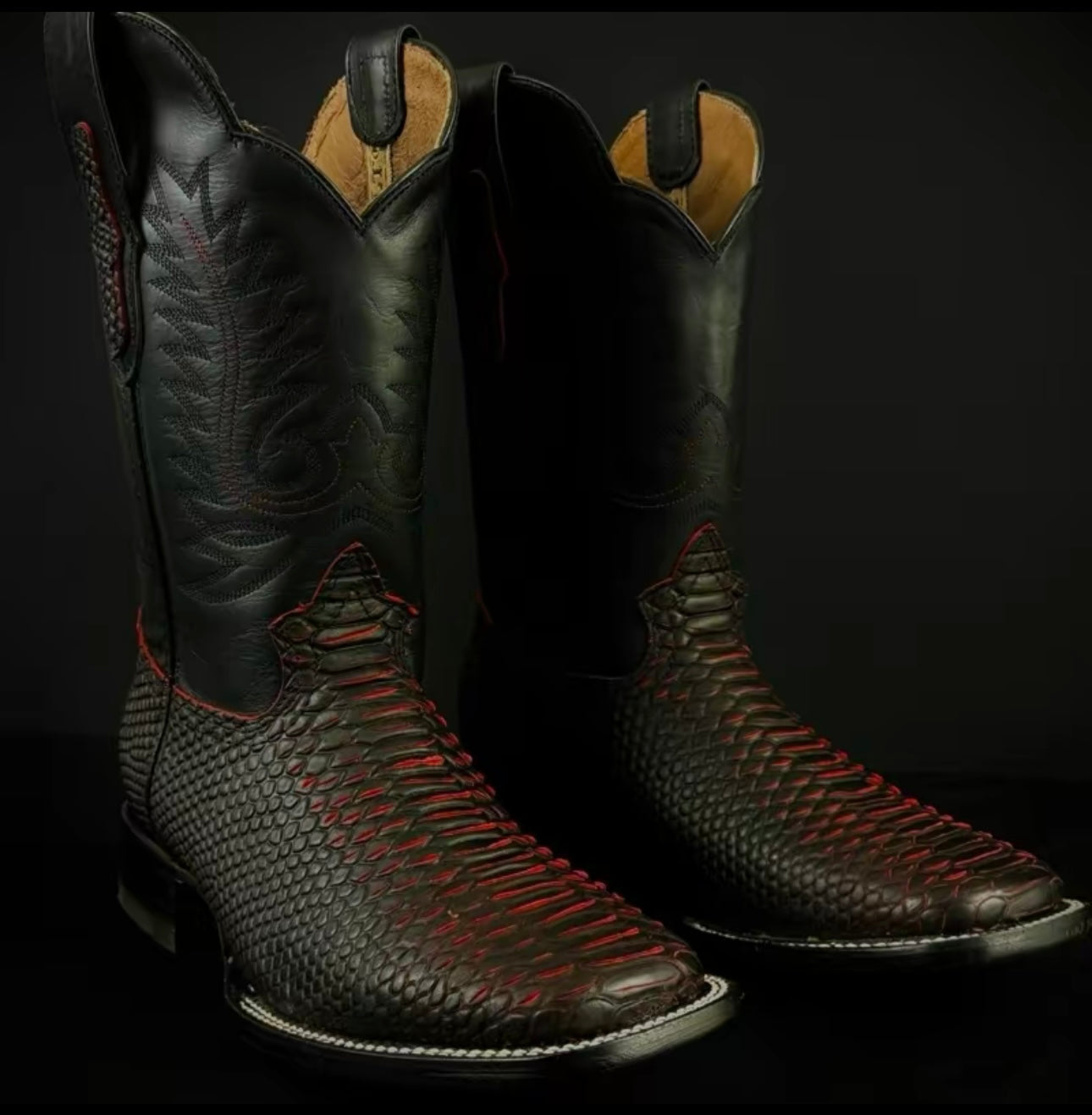 Handmade Cherry Python Cowboy Boots