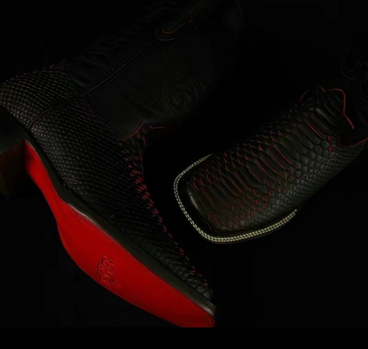 Handmade Cherry Python Cowboy Boots