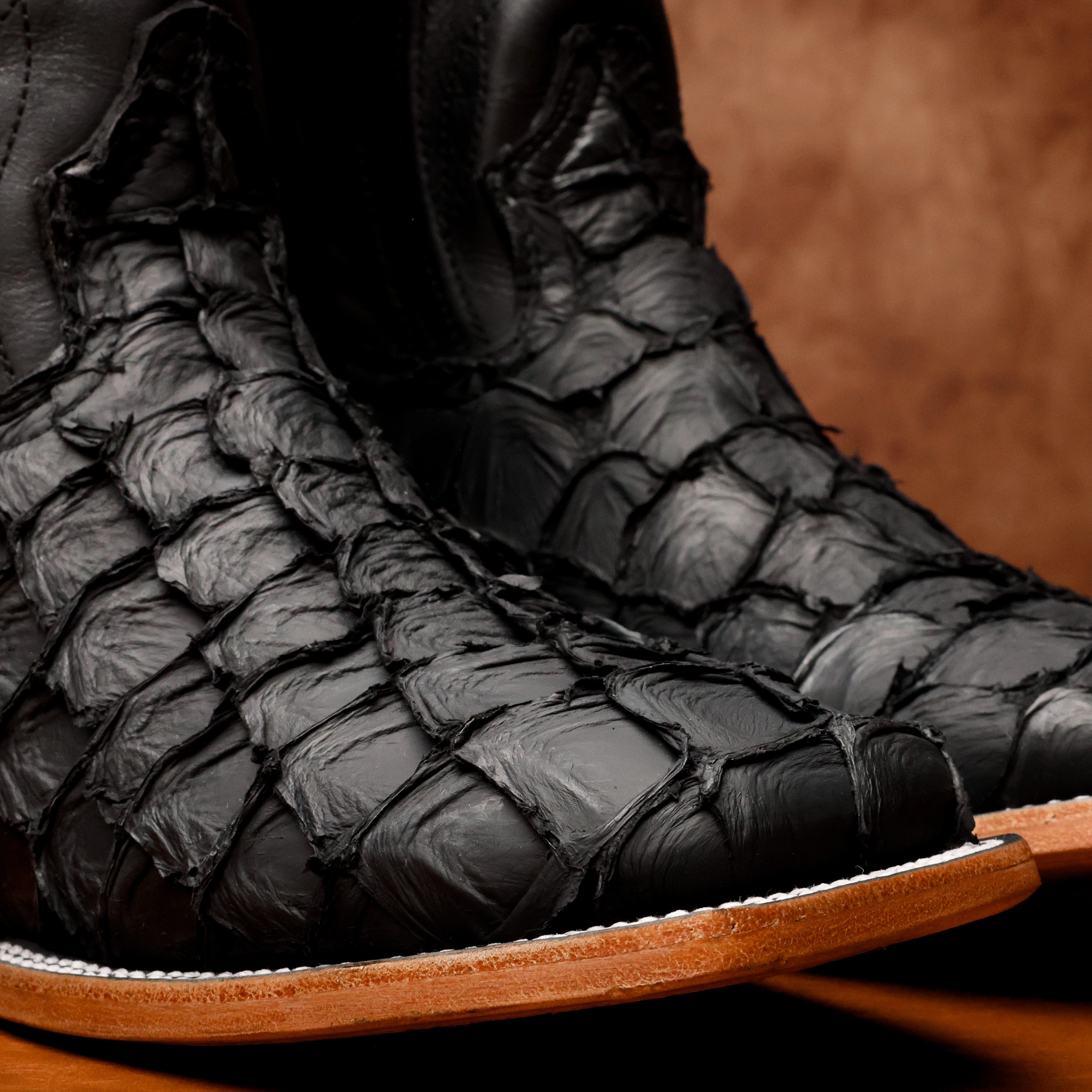 Original Wide Square Toe Matte Pirarucu Fish Boots