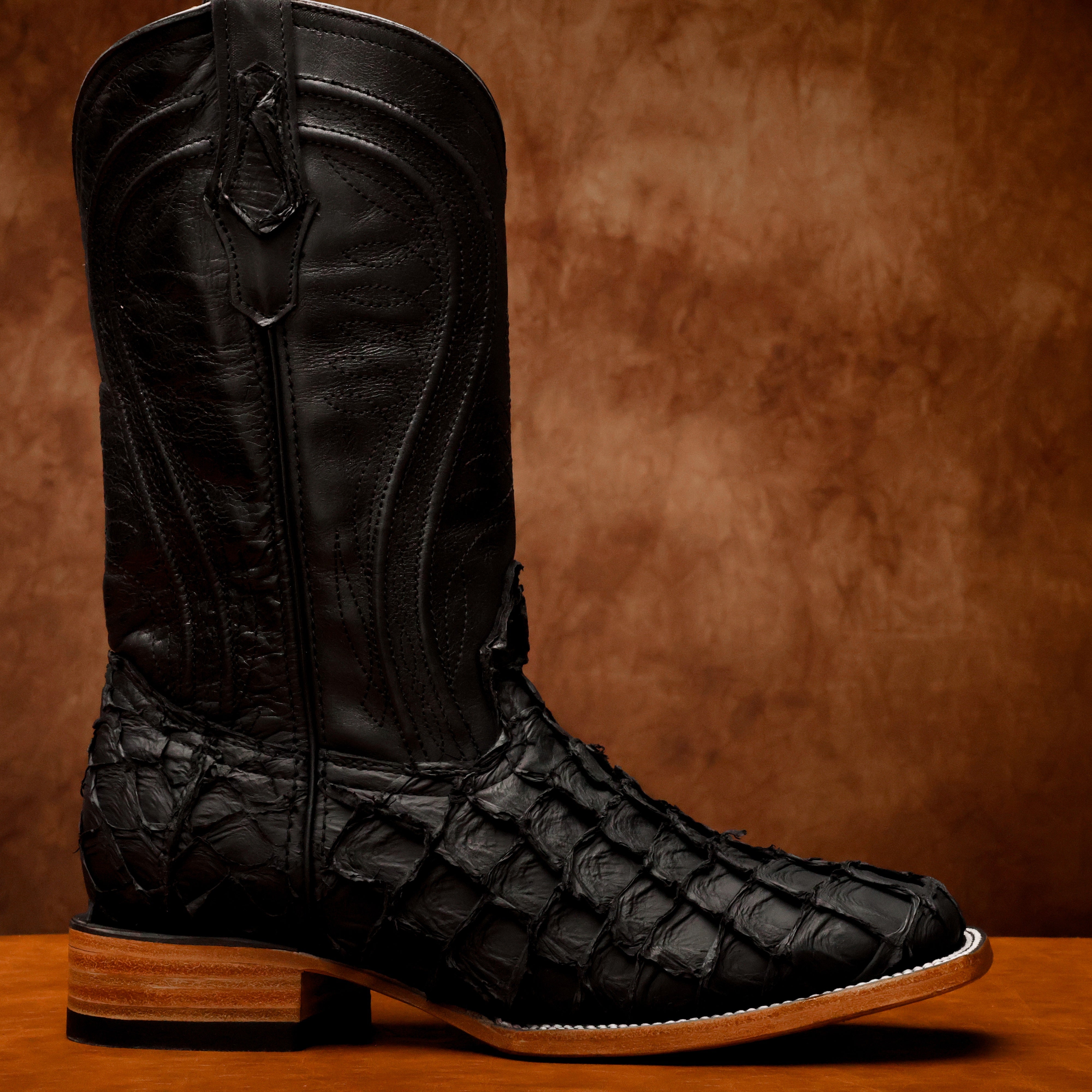 Original Wide Square Toe Matte Pirarucu Fish Boots