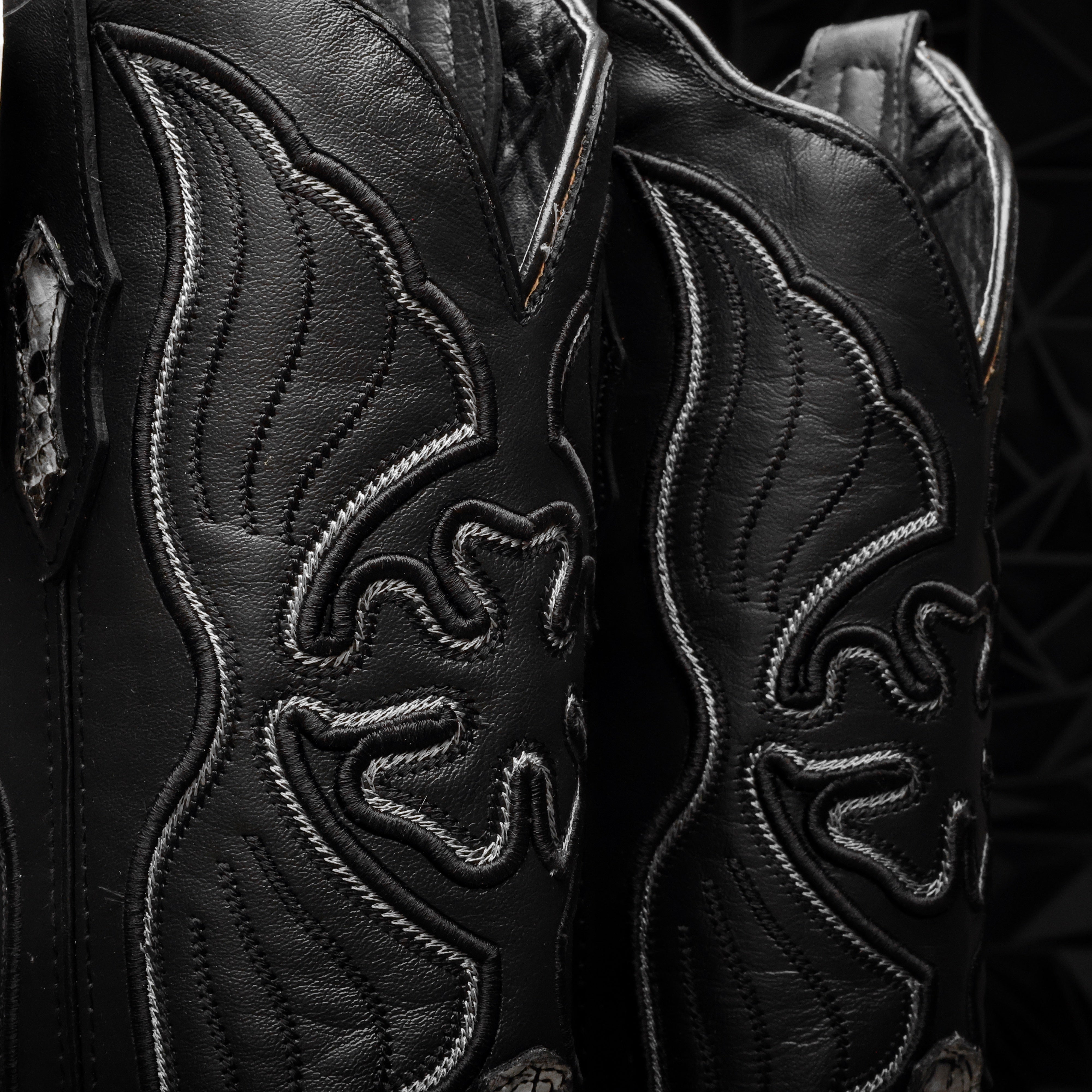 Natural Python Leather Square Toe Cowboy Boots