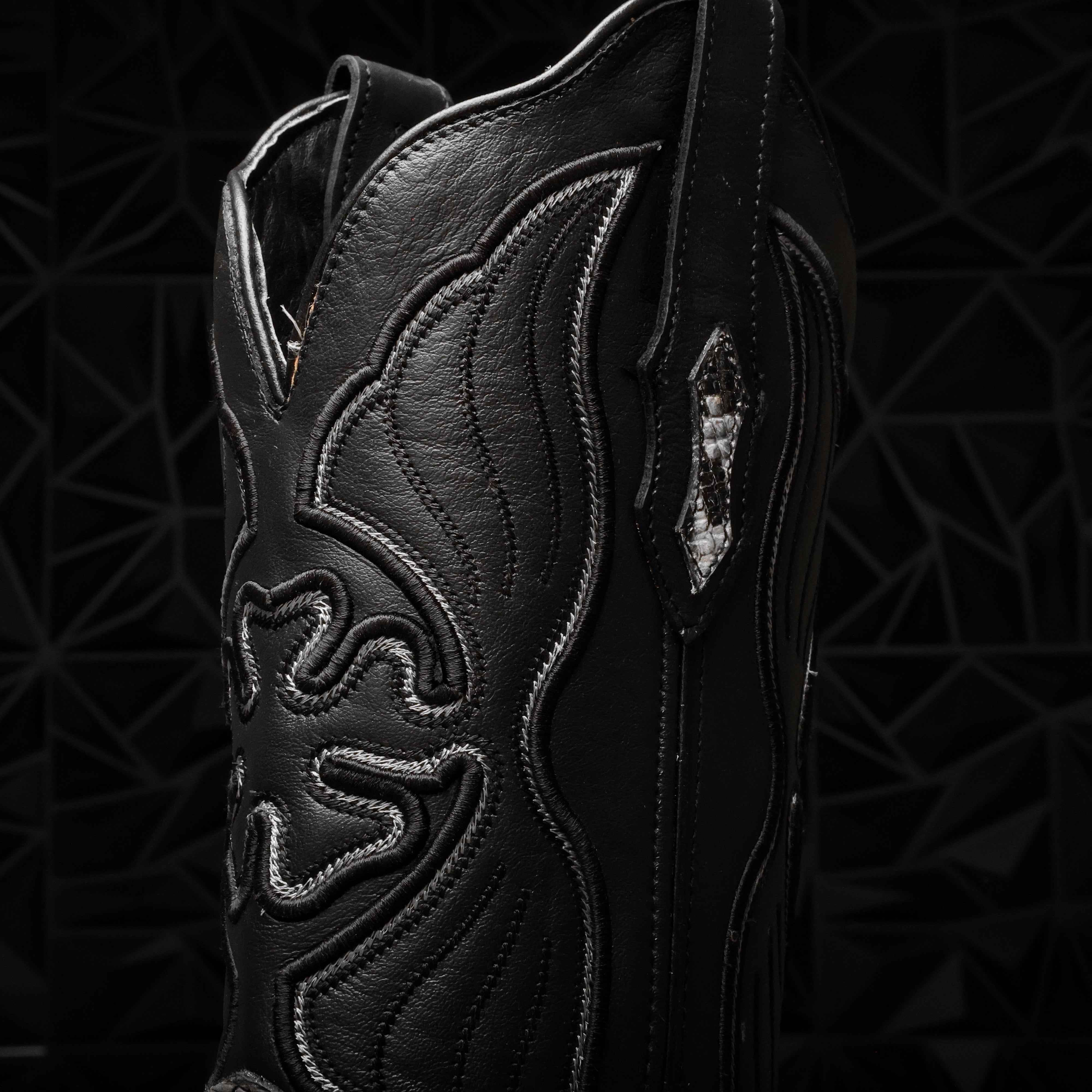 Natural Python Leather Square Toe Cowboy Boots