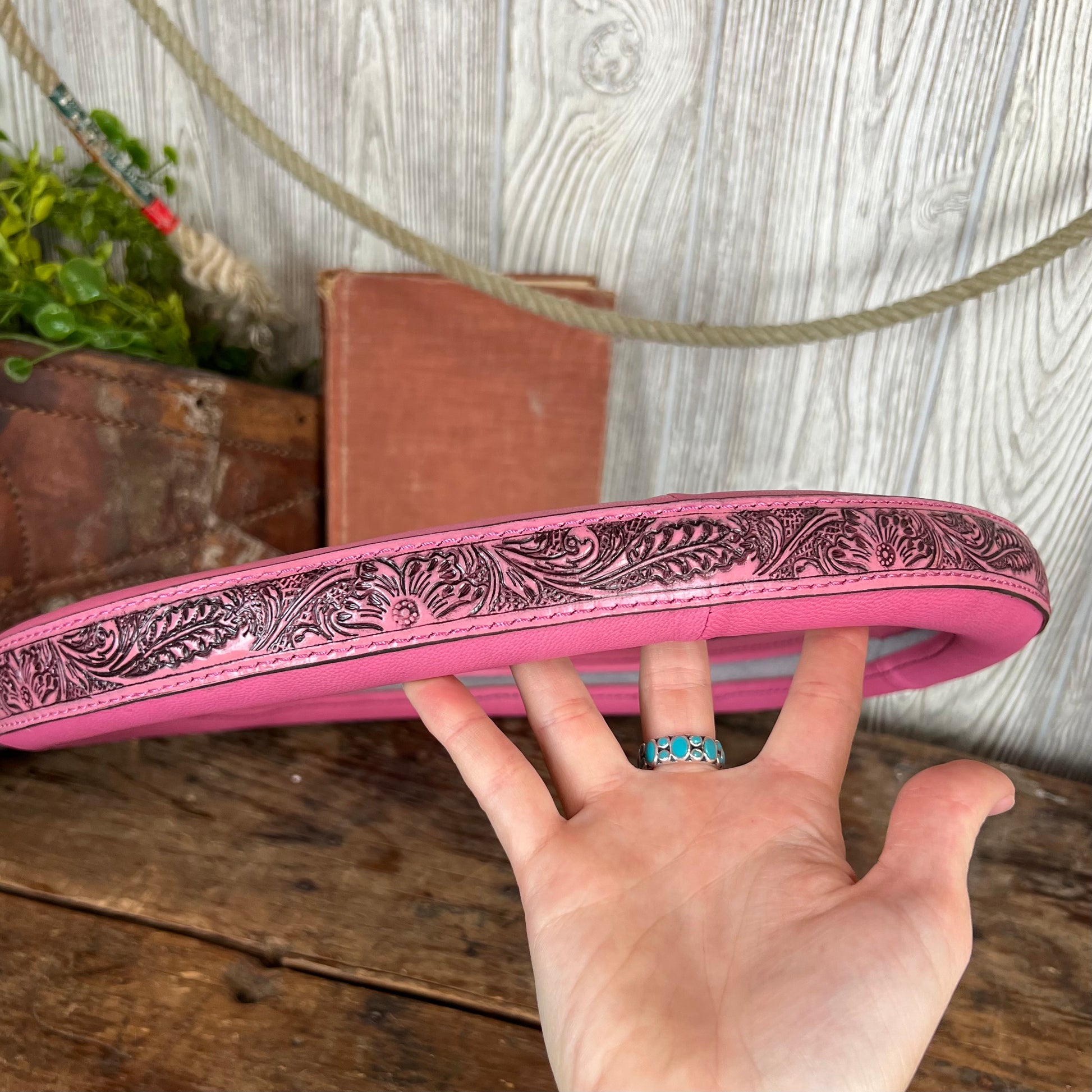 Cowgirl Western Tooled Leather Steering Wheel Cover