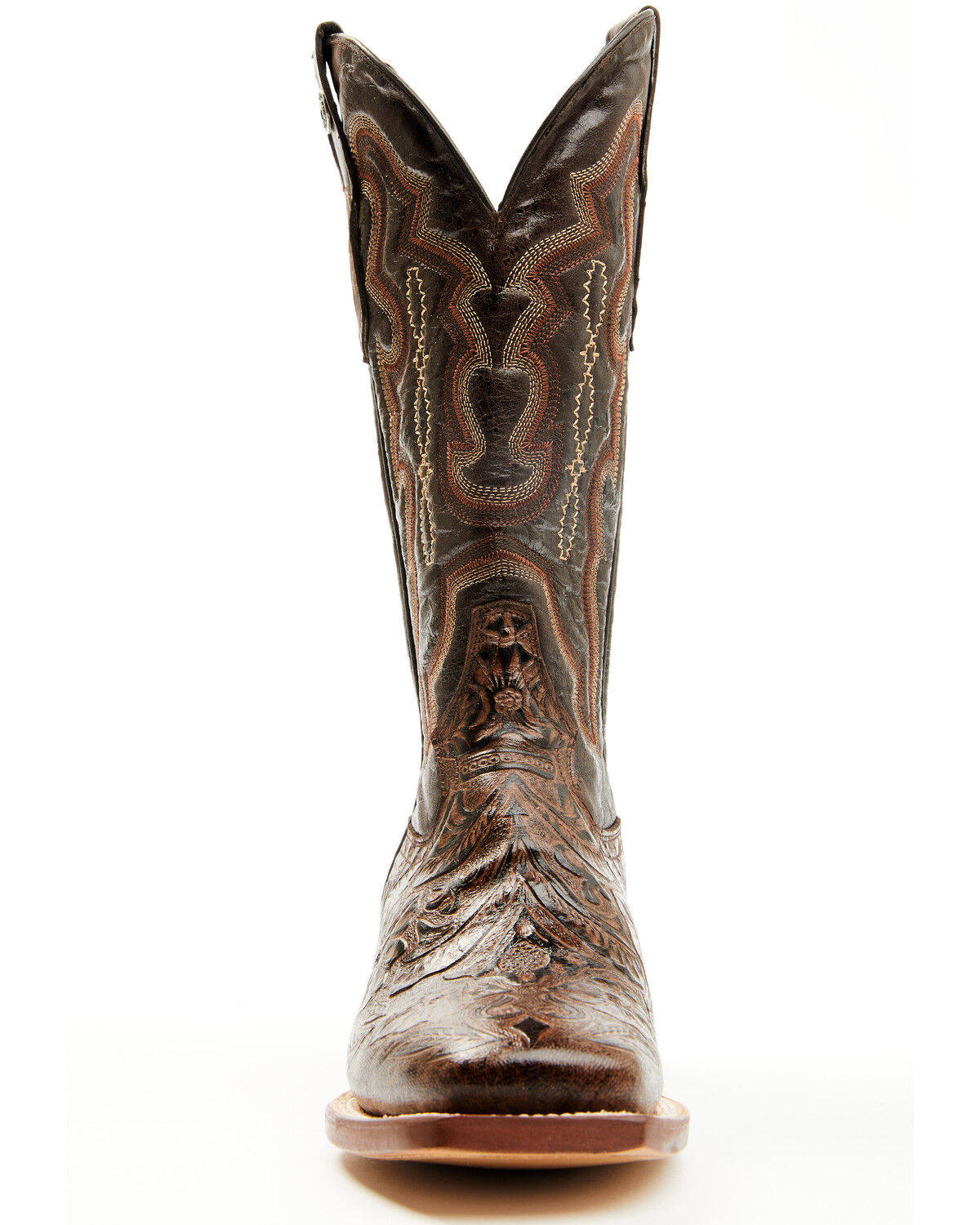 Women's Hand Tooled Floral Western Boots - Broad Square Toe