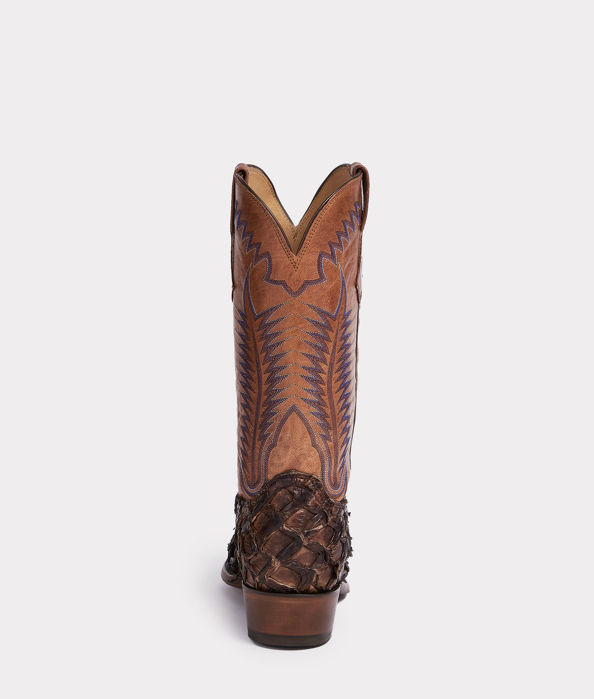 Handmade Chocolate Brown Brooks Pirarucu Cowboy Boots