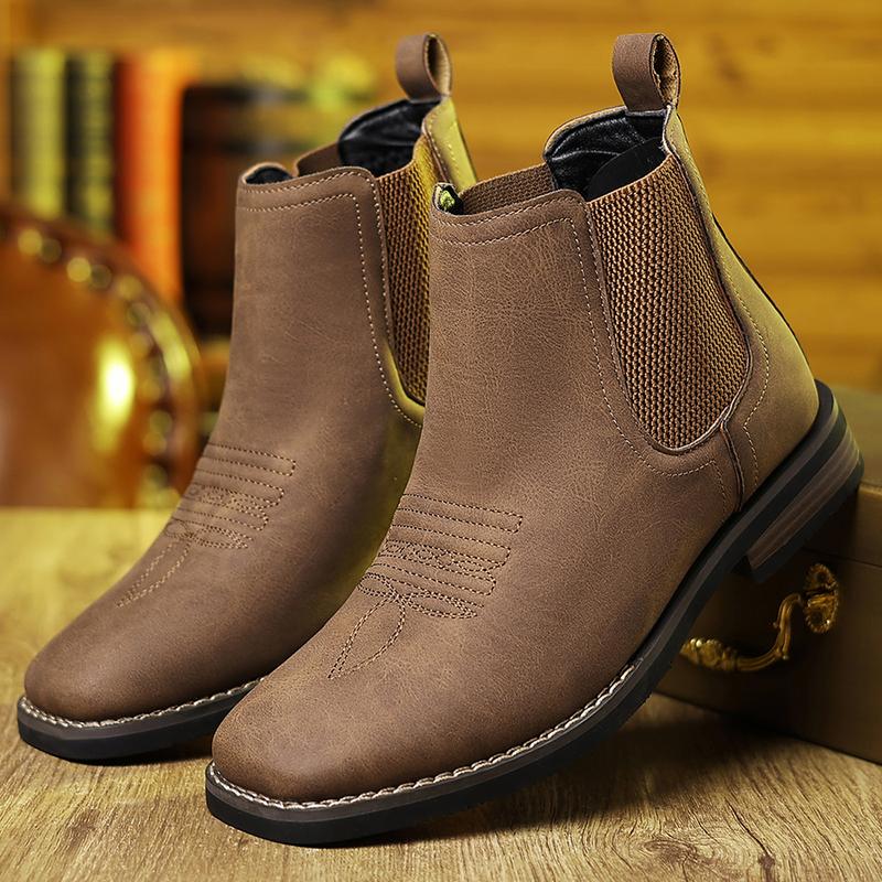 Men's Square Toe Chelsea Ankle Boots