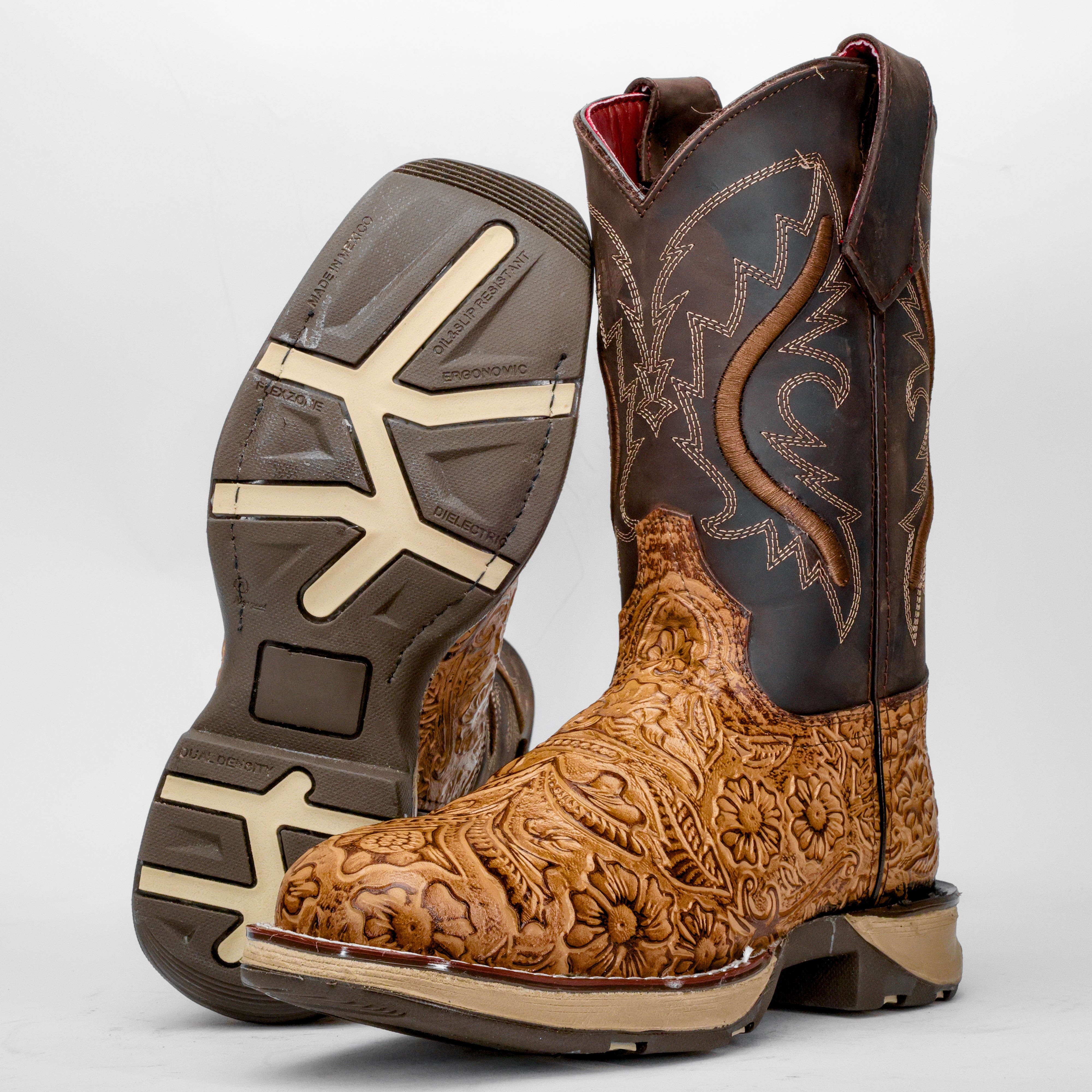 Honey Hand-Tooled Leather Boots