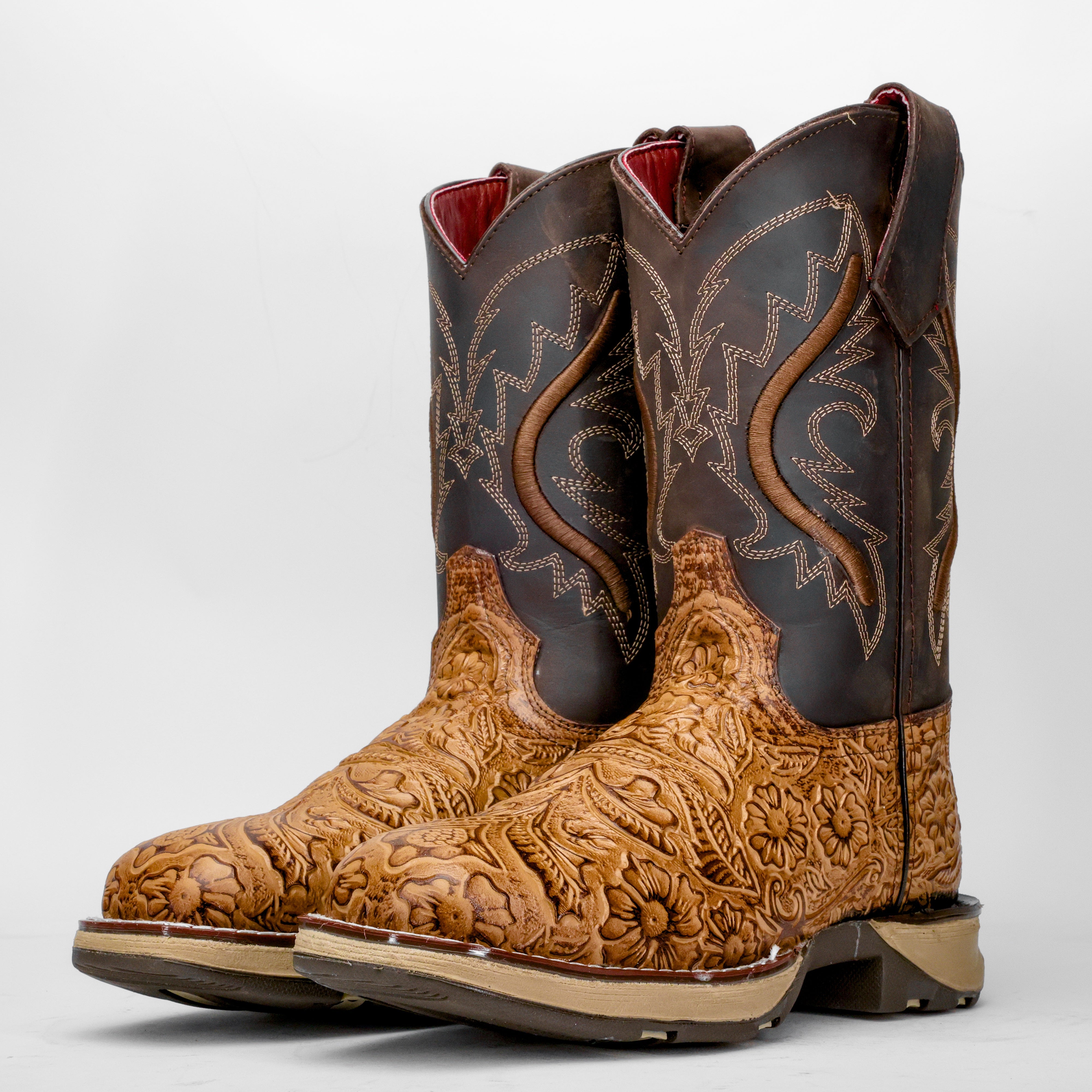 Honey Hand-Tooled Leather Boots