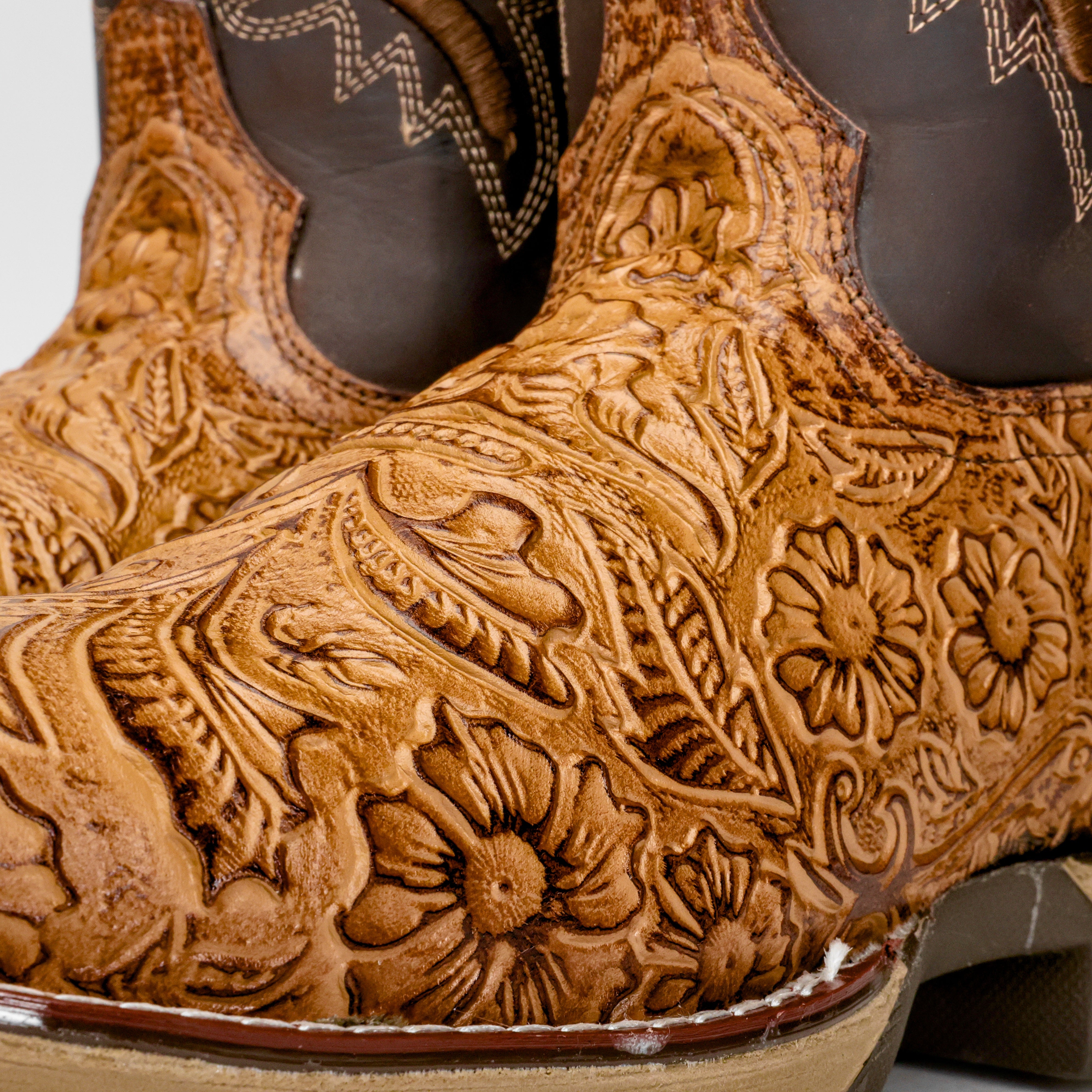 Honey Hand-Tooled Leather Boots
