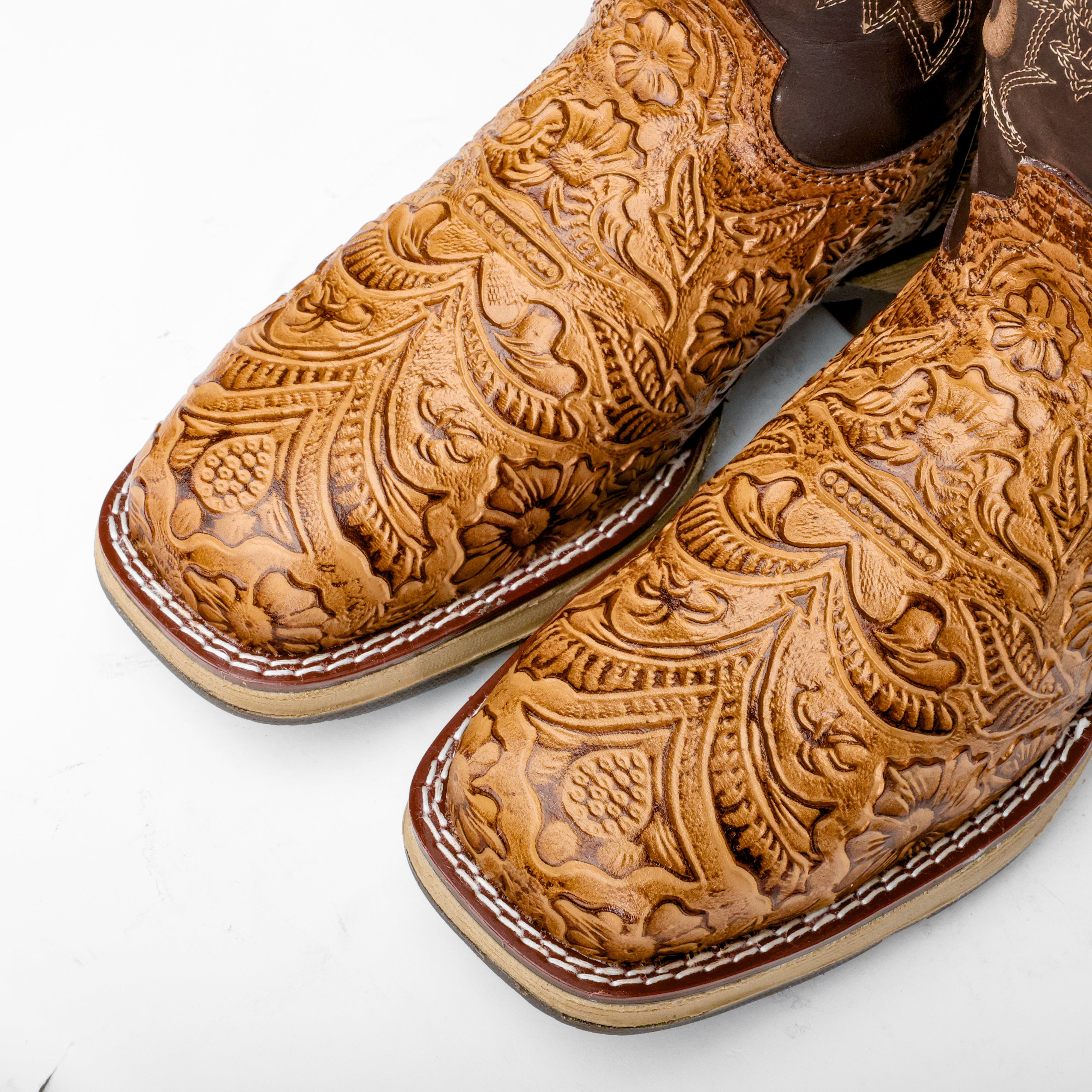 Honey Hand-Tooled Leather Boots