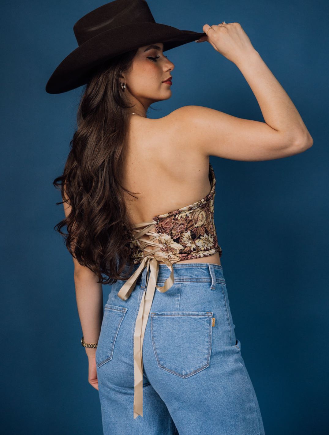 High Rise Two Back Pockets Wide Jeans