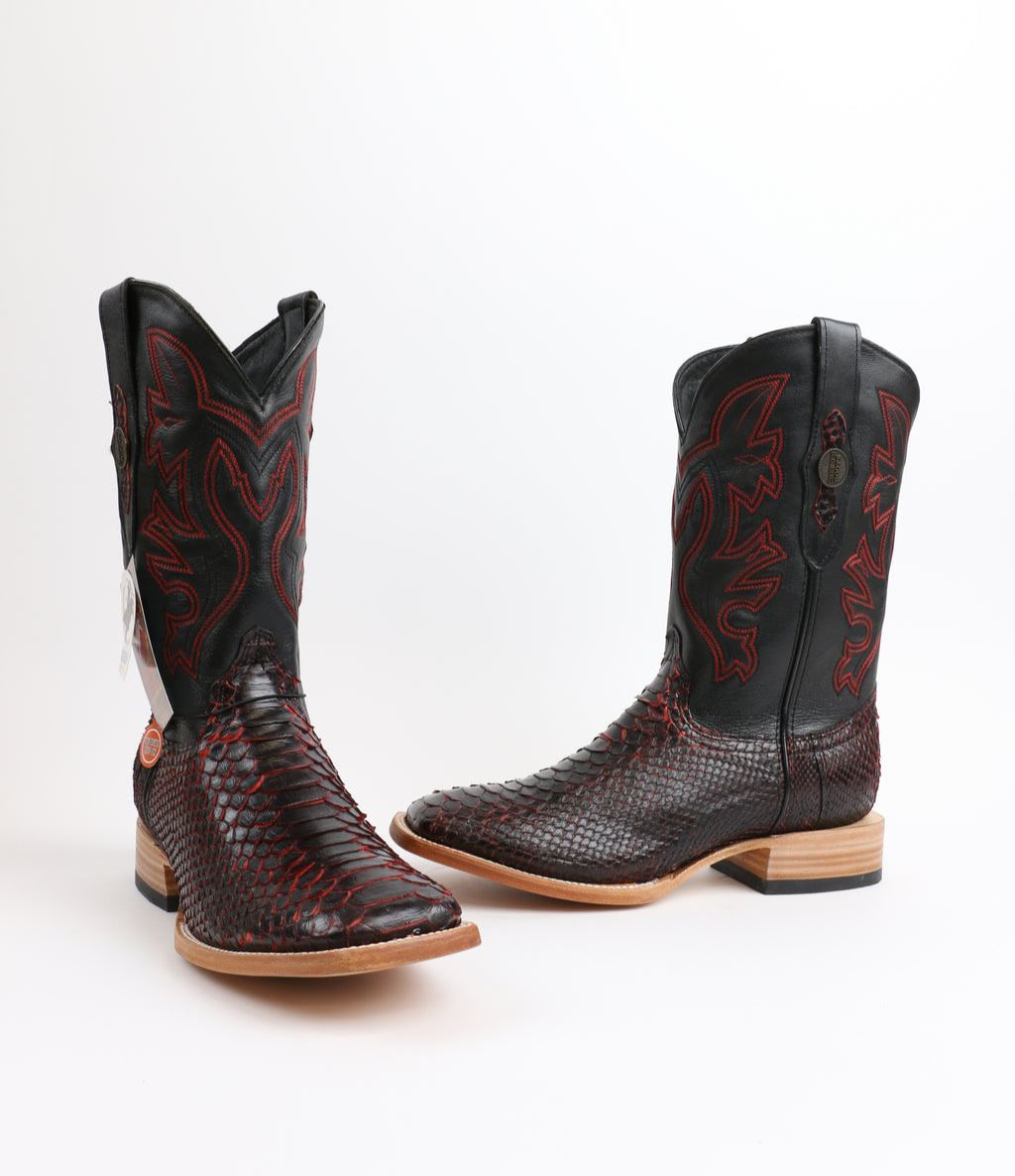 Premium Exotic Python Square Toe Boots 