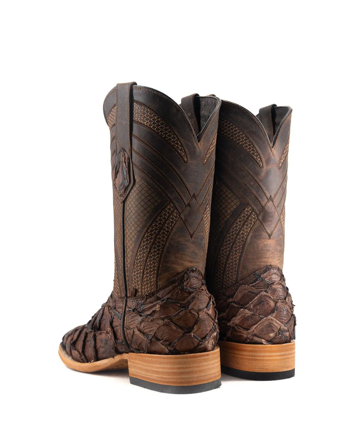 Chocolate Brown Pirarucu Square Toe Cowboy Boot