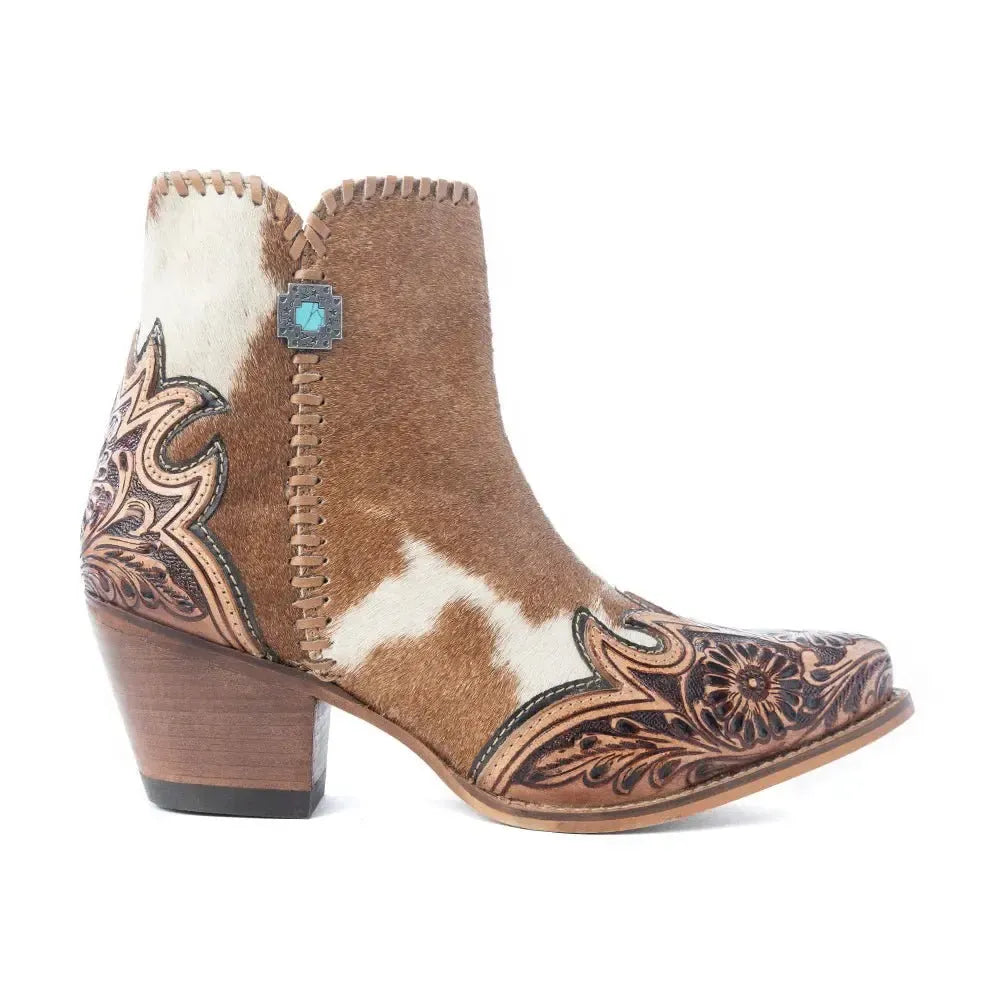Vintage Western Cowhide Ankle Boots
