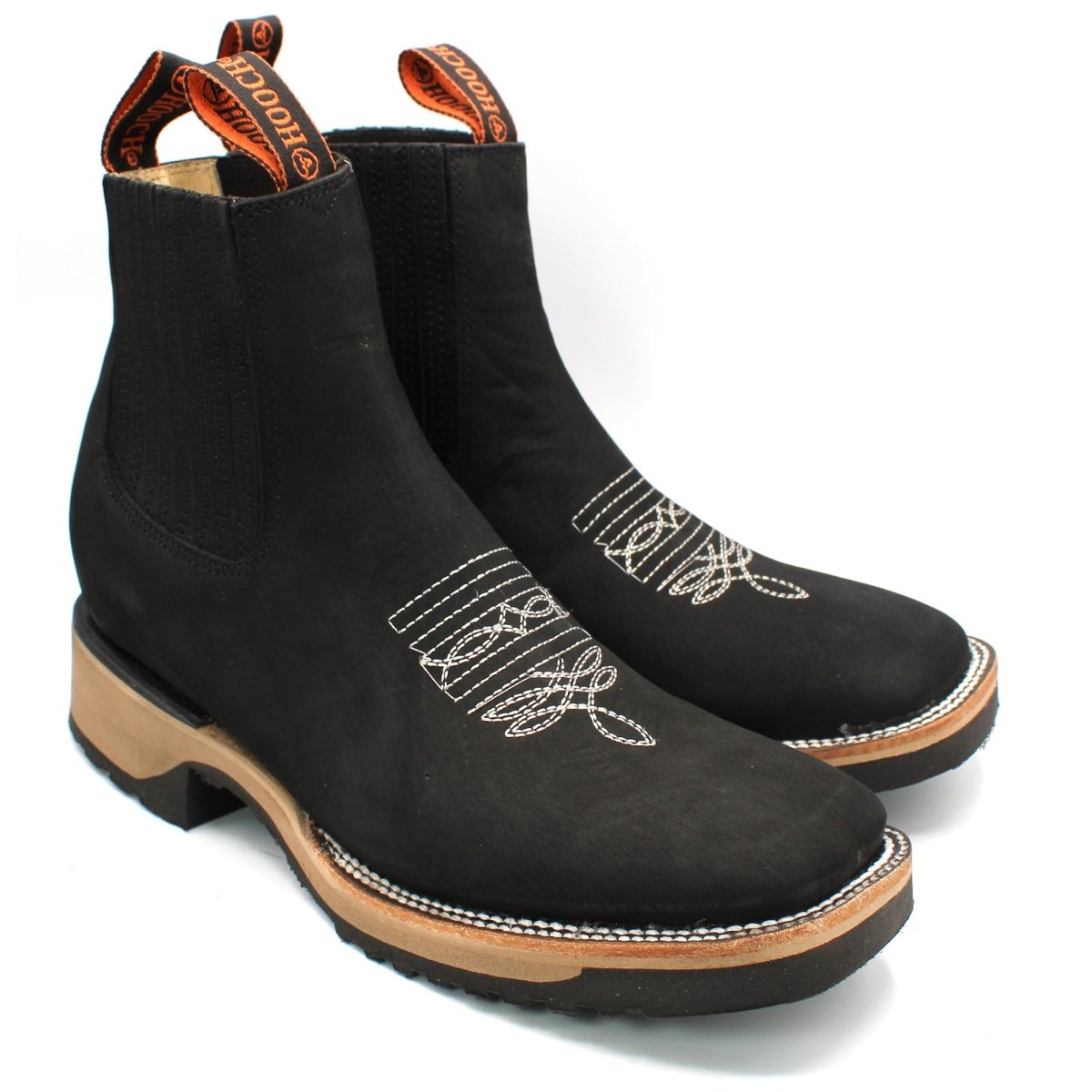 New Wide Square Toe Rubber Sole Hooch Ankle Boots