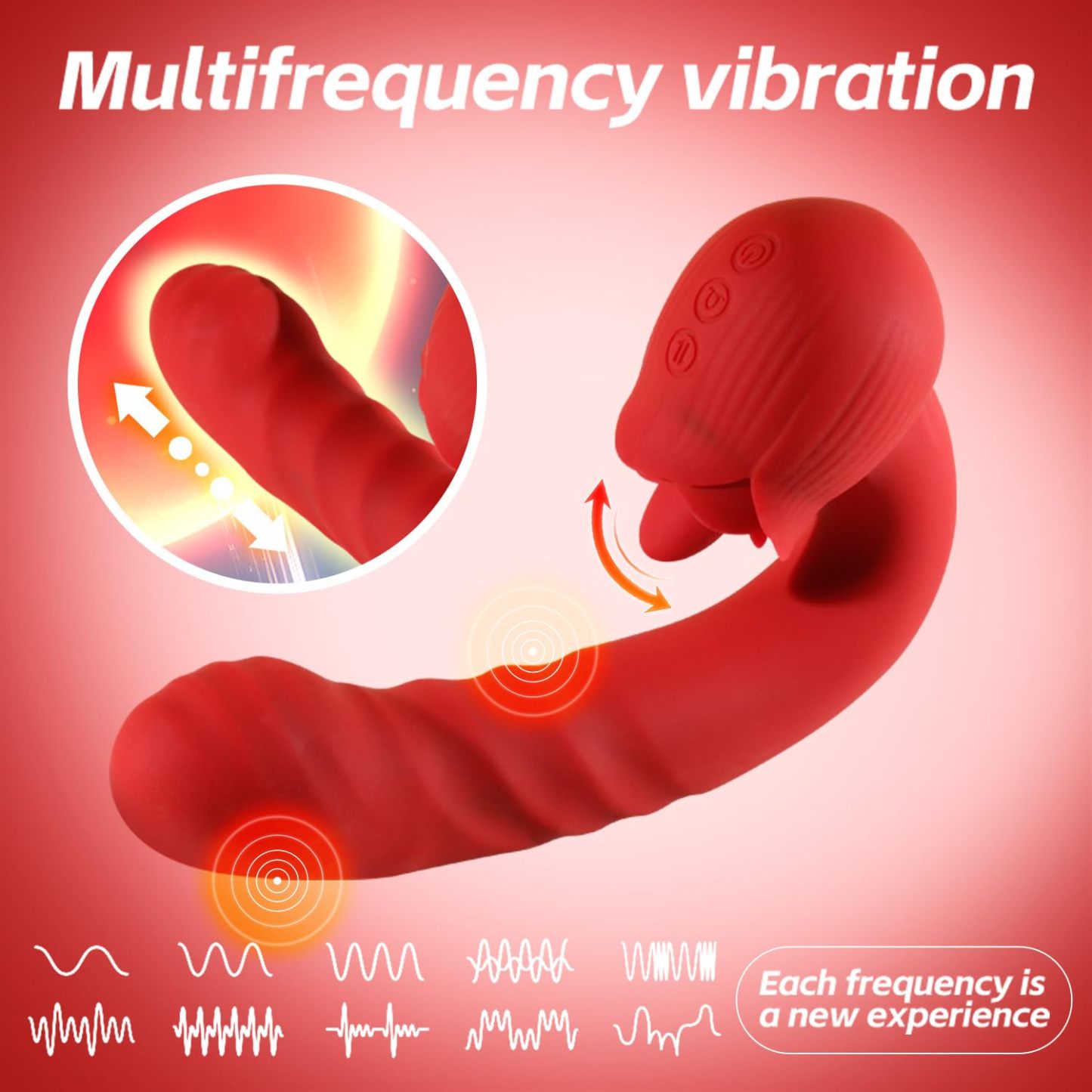 Rose-Inspired Personal Massager with Waving Motion + Pulse Patterns (10 Modes)