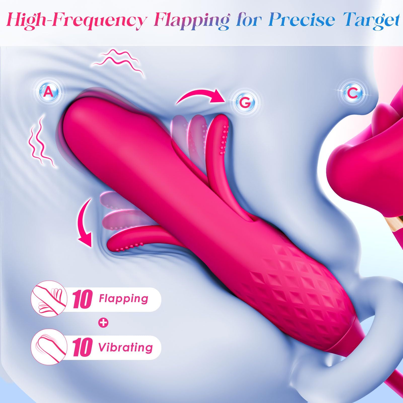 Sivana - 10 Sucking Licking Vibrating Rose Clit Pump & Flapping Dildo Vibrator