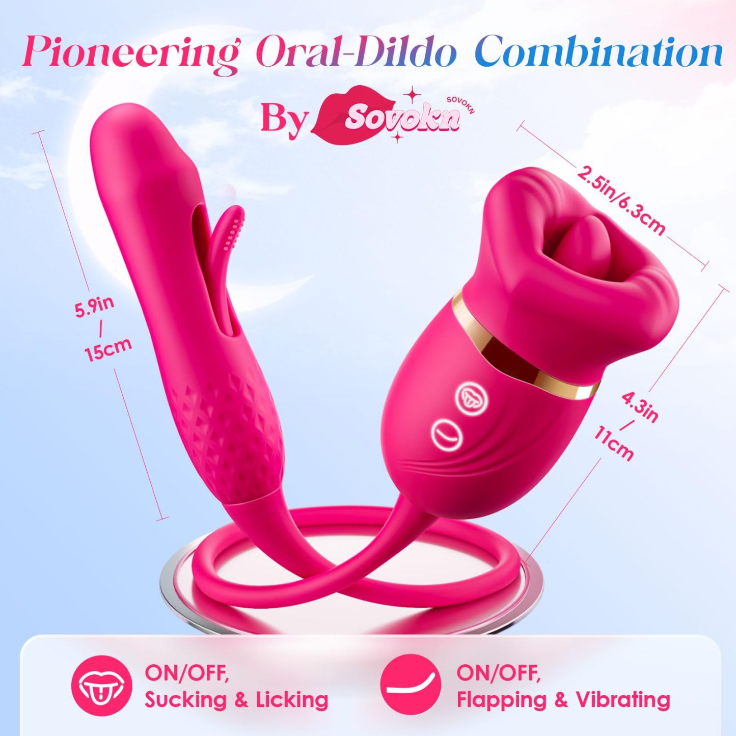 Sivana - 10 Sucking Licking Vibrating Rose Clit Pump & Flapping Dildo Vibrator