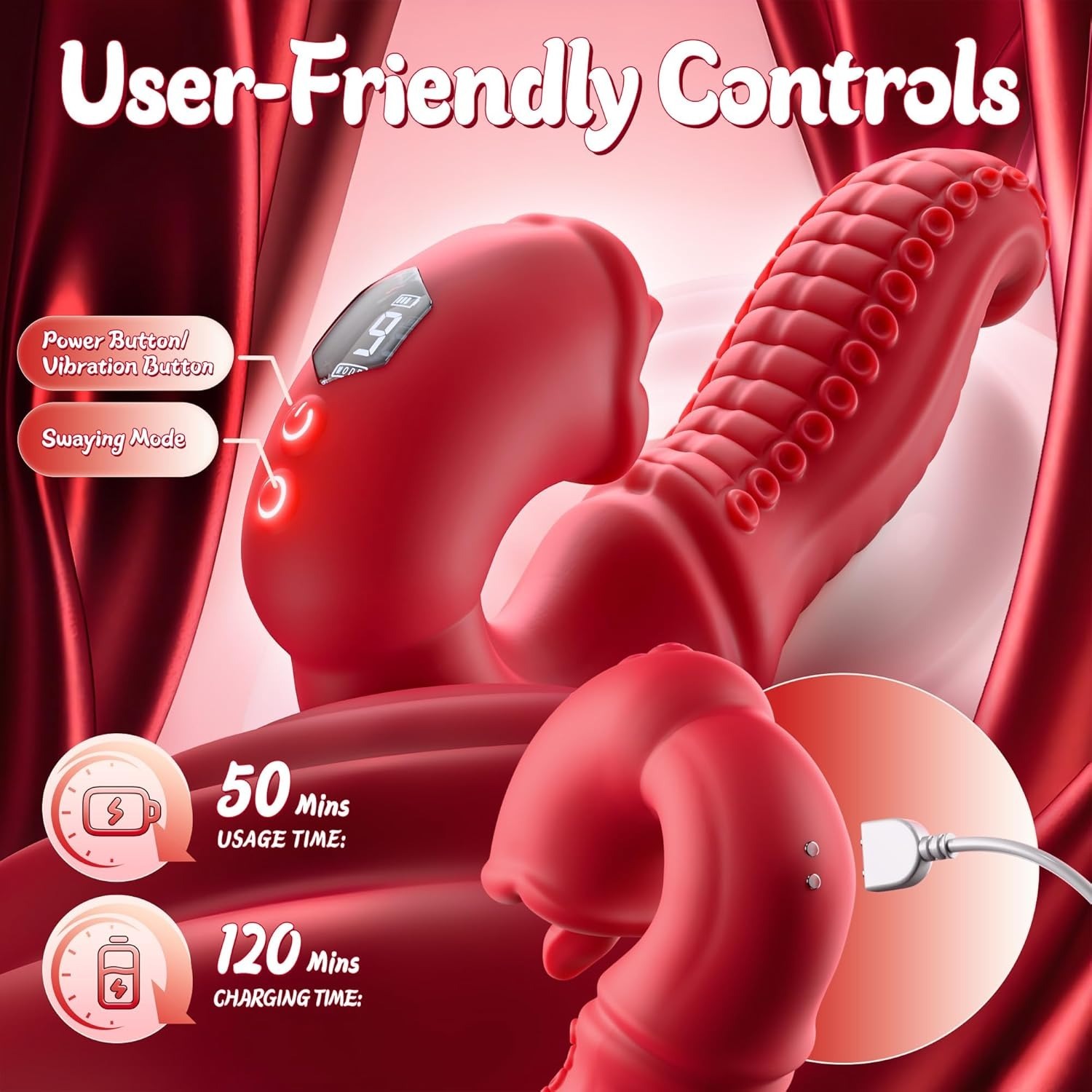 Soft-Touch Wellness Massager with LCD Display & 9 Motion Modes