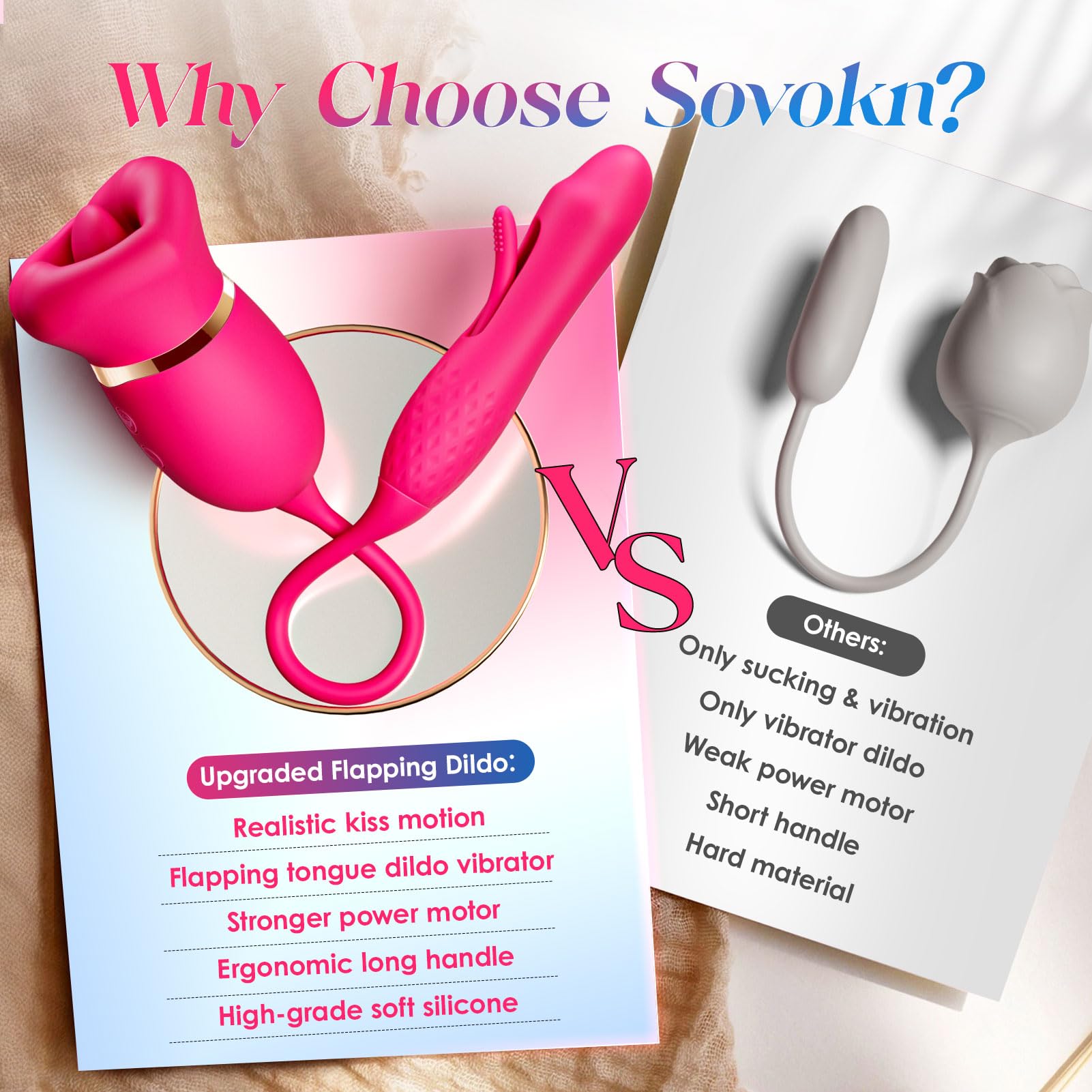 Sivana - 10 Sucking Licking Vibrating Rose Clit Pump & Flapping Dildo Vibrator