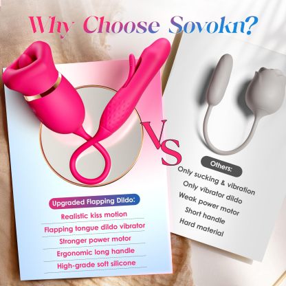 Sivana - 10 Sucking Licking Vibrating Rose Clit Pump & Flapping Dildo Vibrator