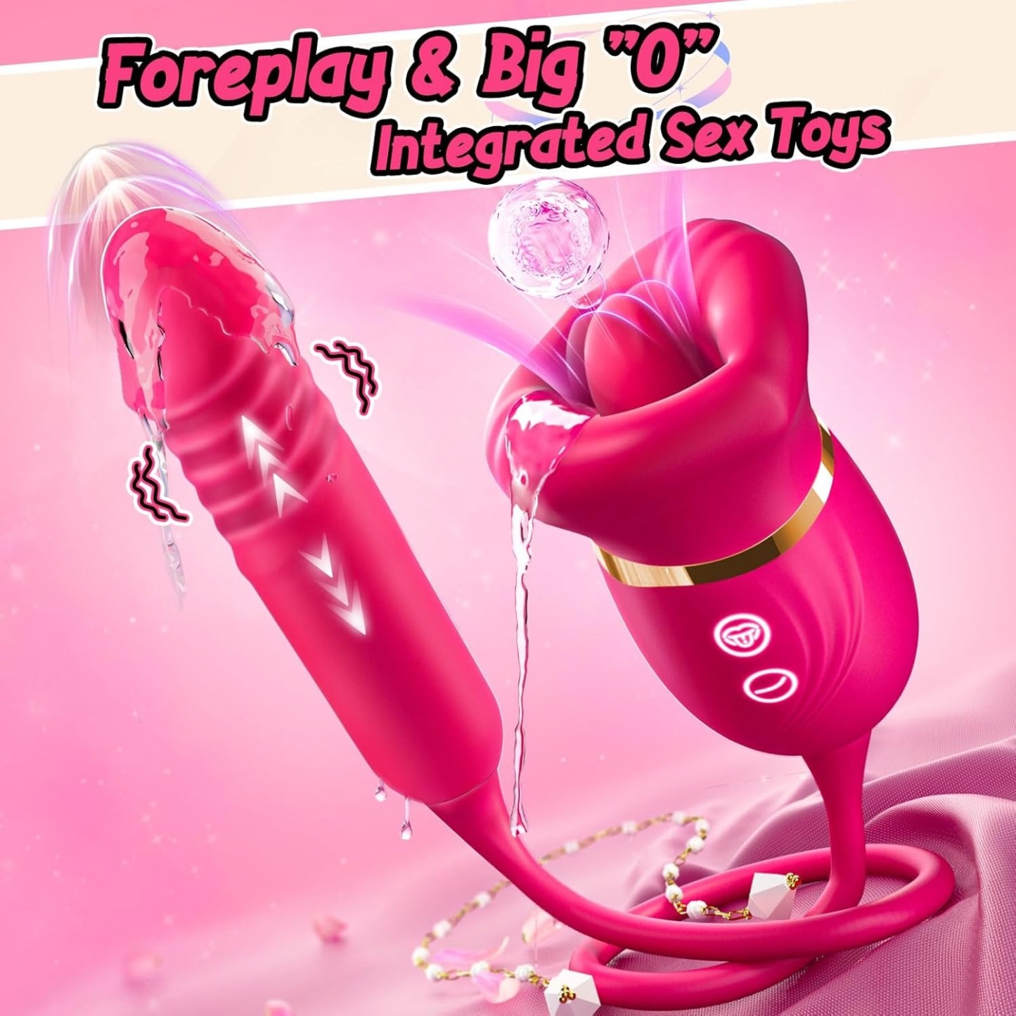 RoseLip Licking Duo – Soft Mouth Licking Toy with Suction & Thrusting G-Spot Drive