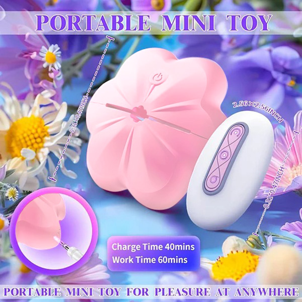 Rose Vibrating Nipple Clamps, Adjustable Pinch & Remote Control Nipple Toy