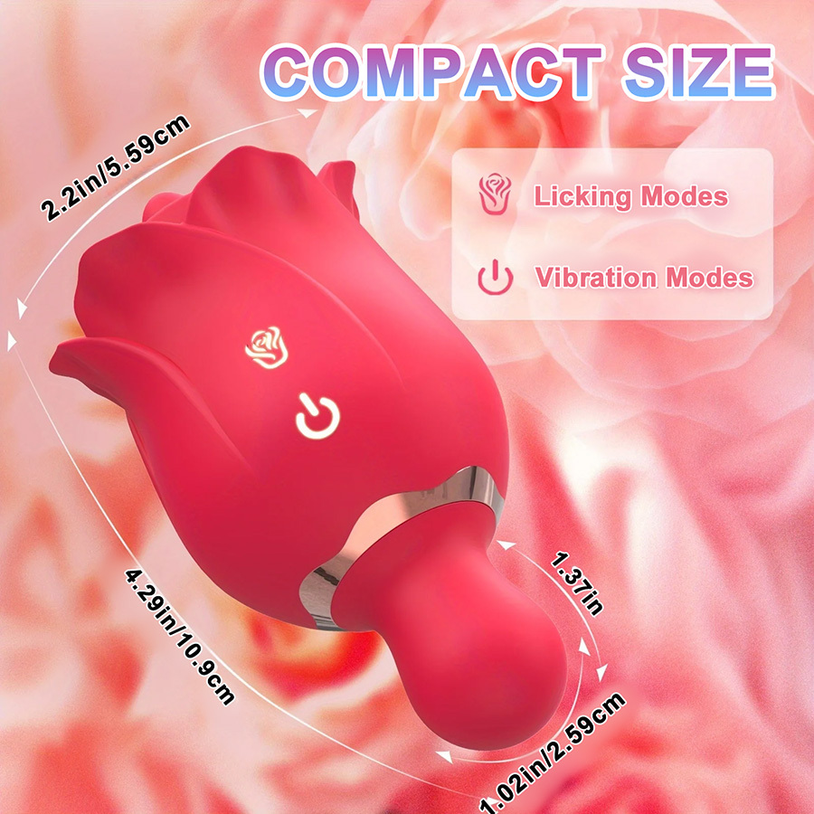 [With Free Storage Bag]Heatra - Tongue Vibrator Dual-Ended Rose Toy Licking & Vibrating