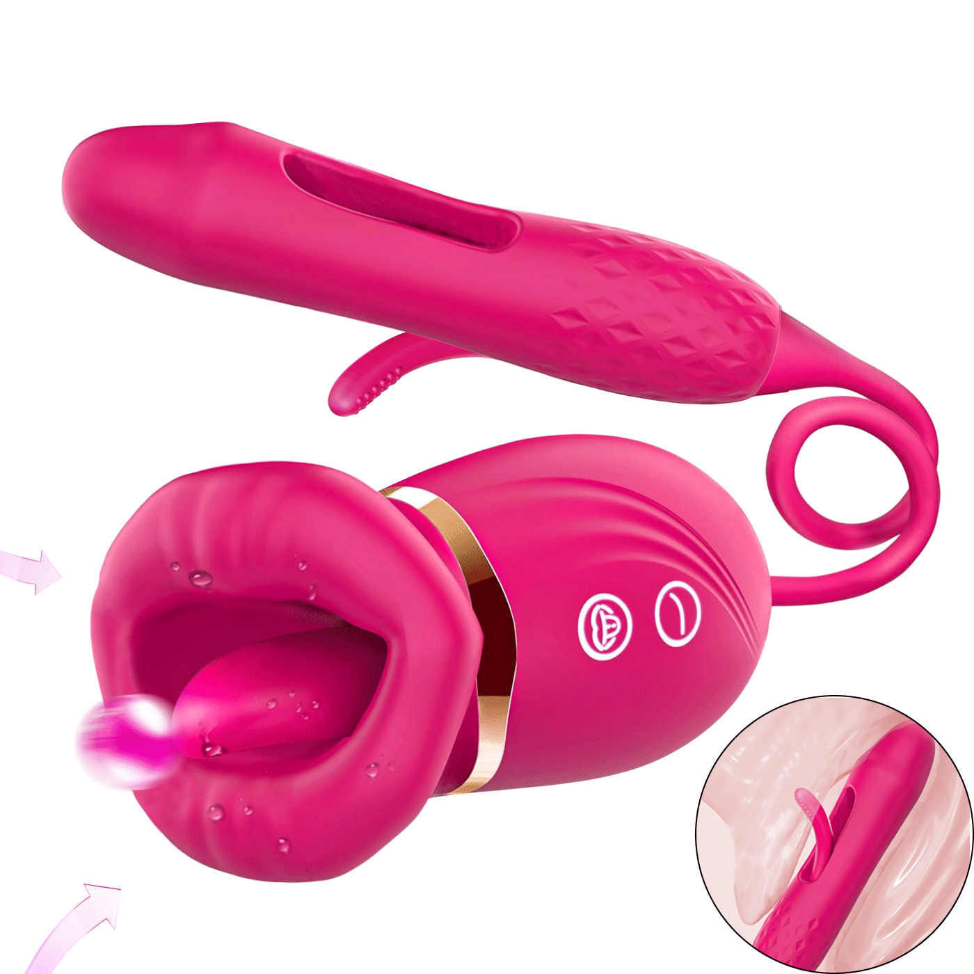 Sivana - 10 Sucking Licking Vibrating Rose Clit Pump & Flapping Dildo 