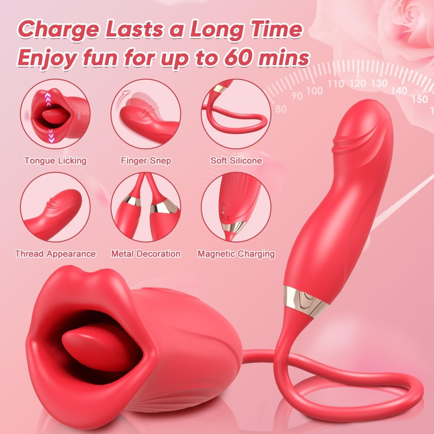 4-in-1 – Dual-Action Personal Massager with 4 Functions & Custom Modes