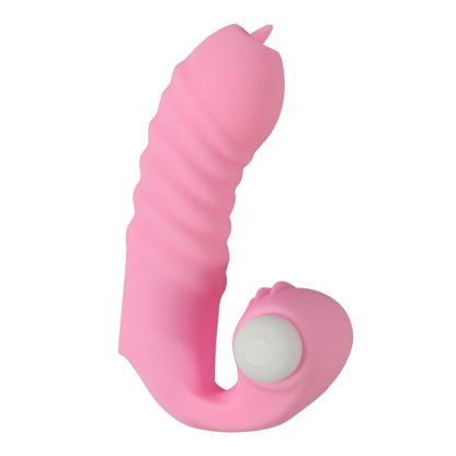 Tongue licking vibrating finger sleeve