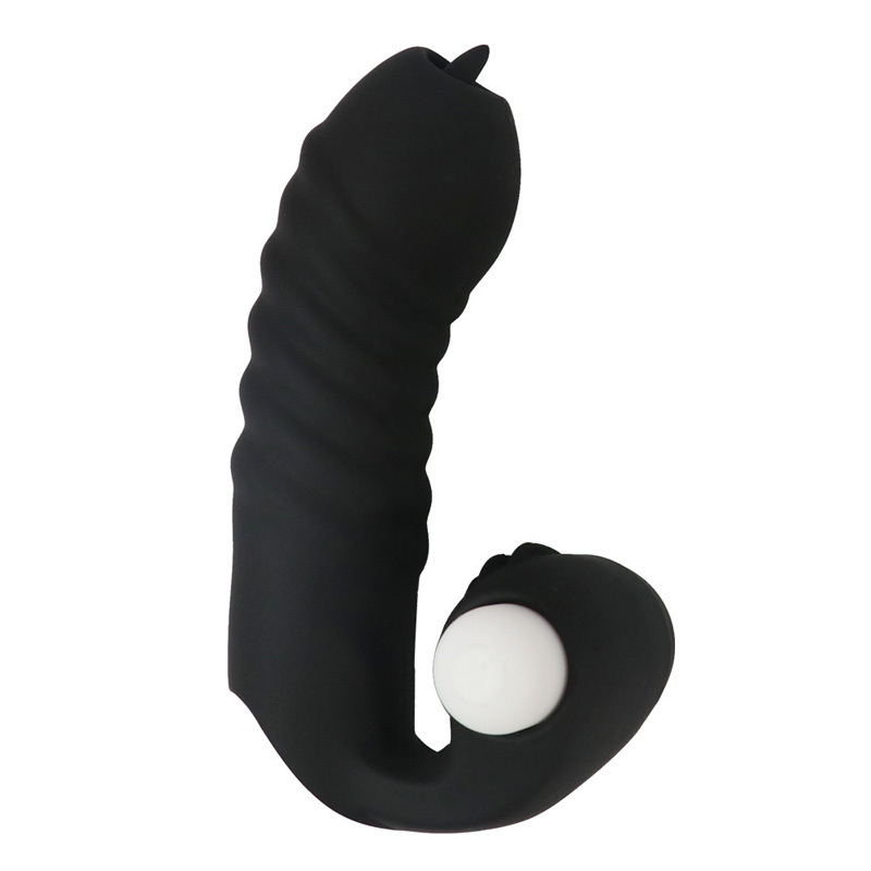 Tongue licking vibrating finger sleeve