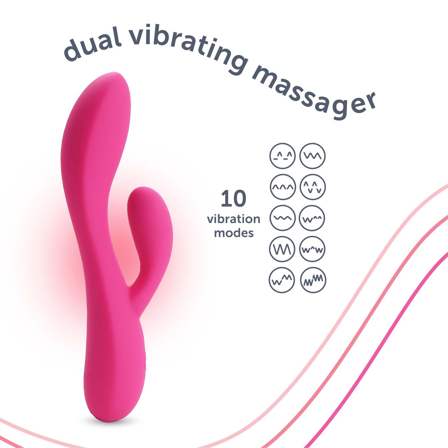 plusOne Dual Rabbit Vibrator, High-quality Silicone, Pink