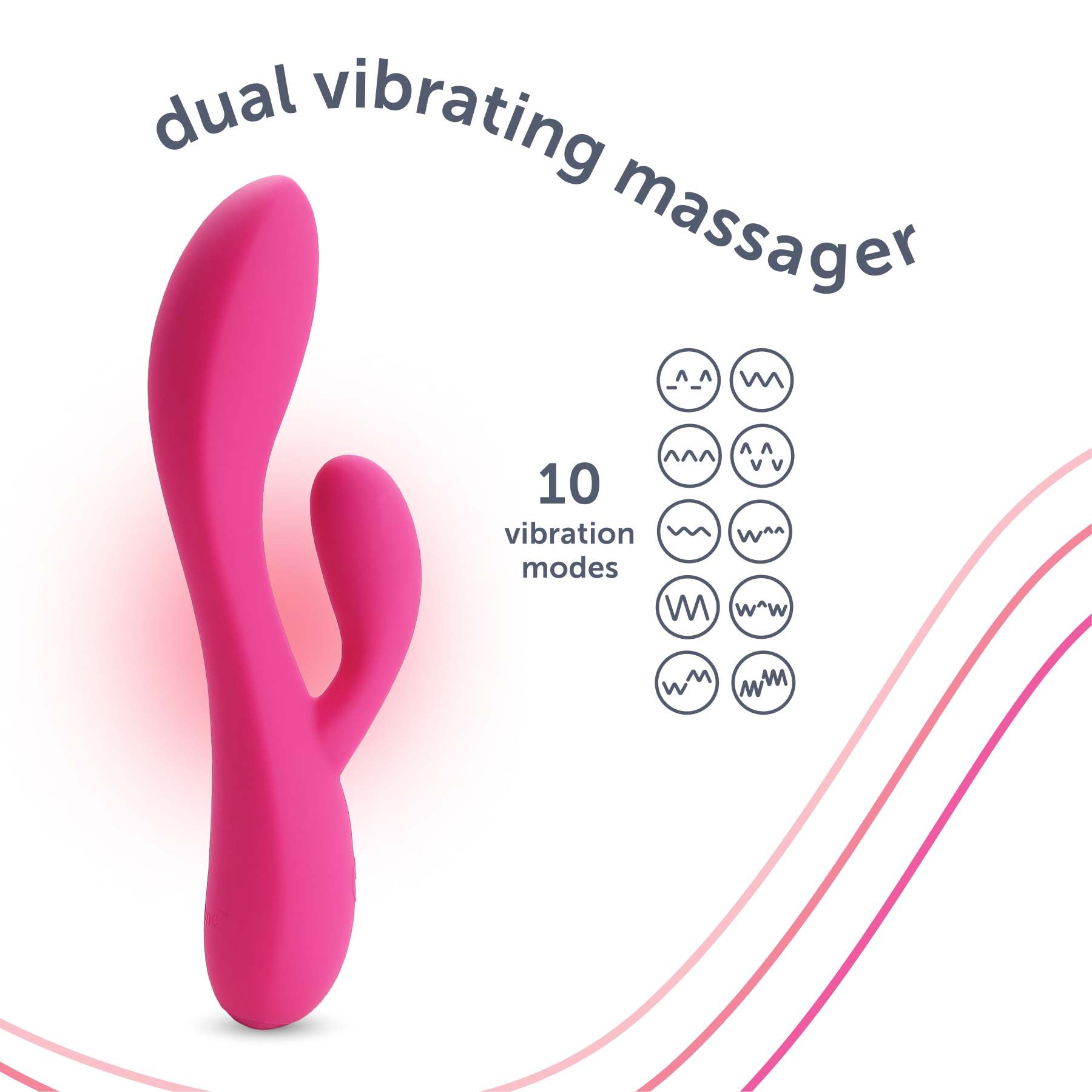 plusOne Dual Rabbit Vibrator, High-quality Silicone, Pink