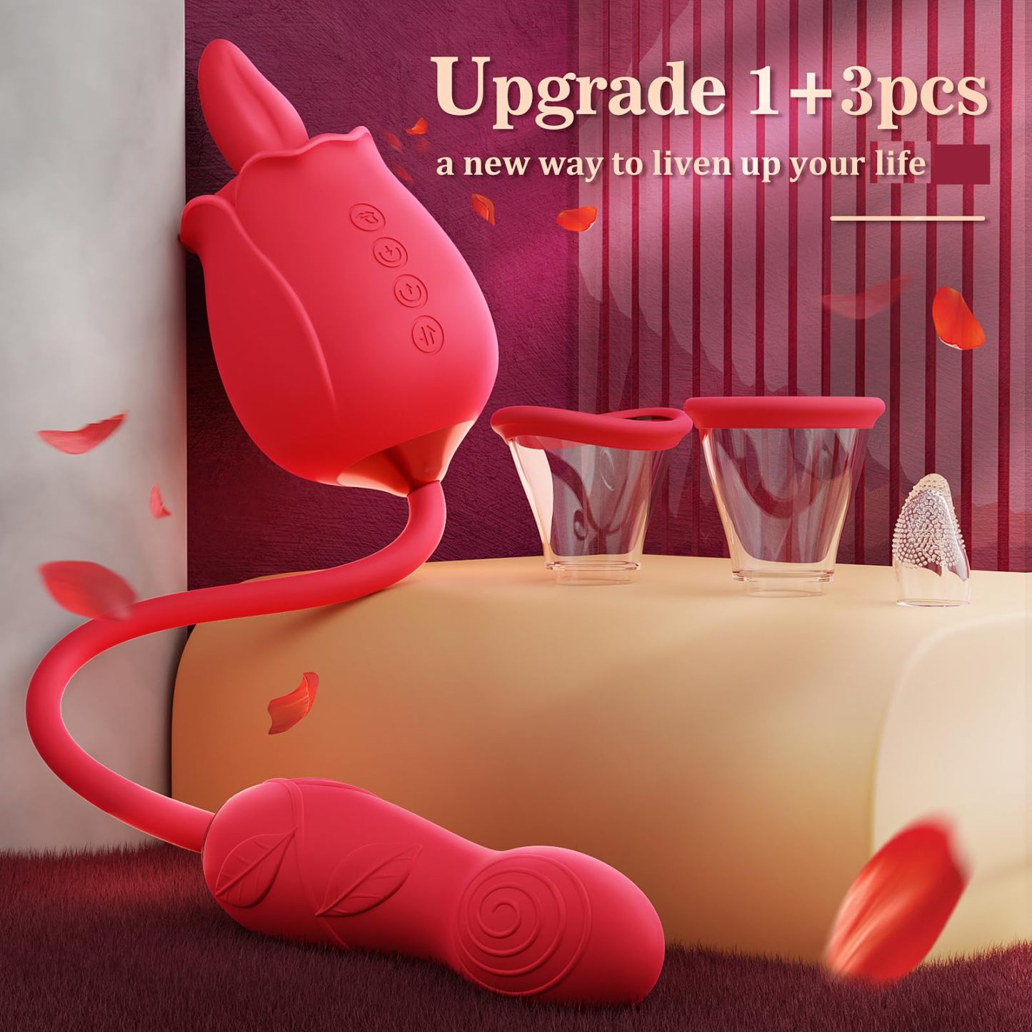 Rose-Inspired Dual-Action Personal Massager (Pulse + Waving Motion)