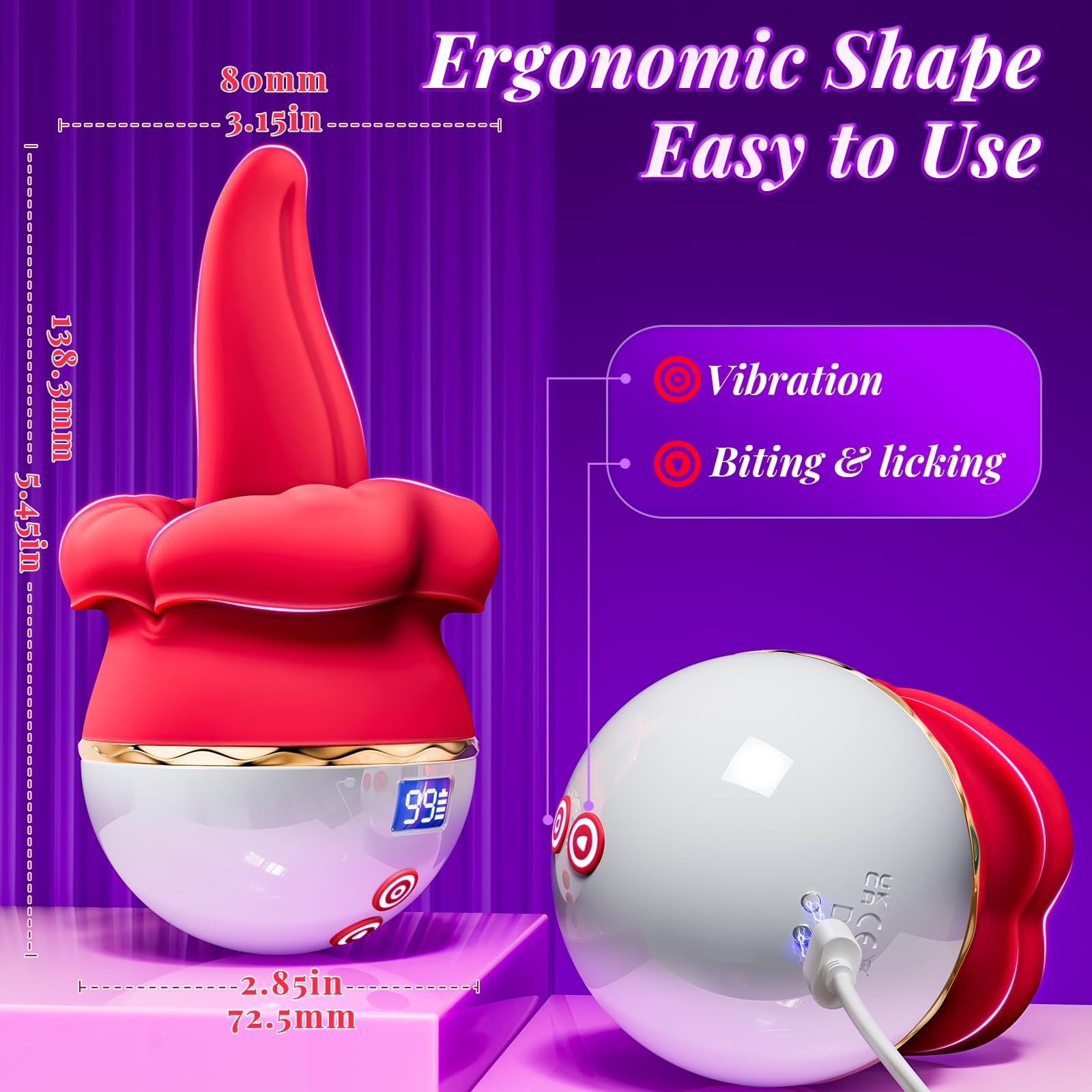 Rose-Style 5-in-1 Personal Massager with Wave Motion + Pulse Modes