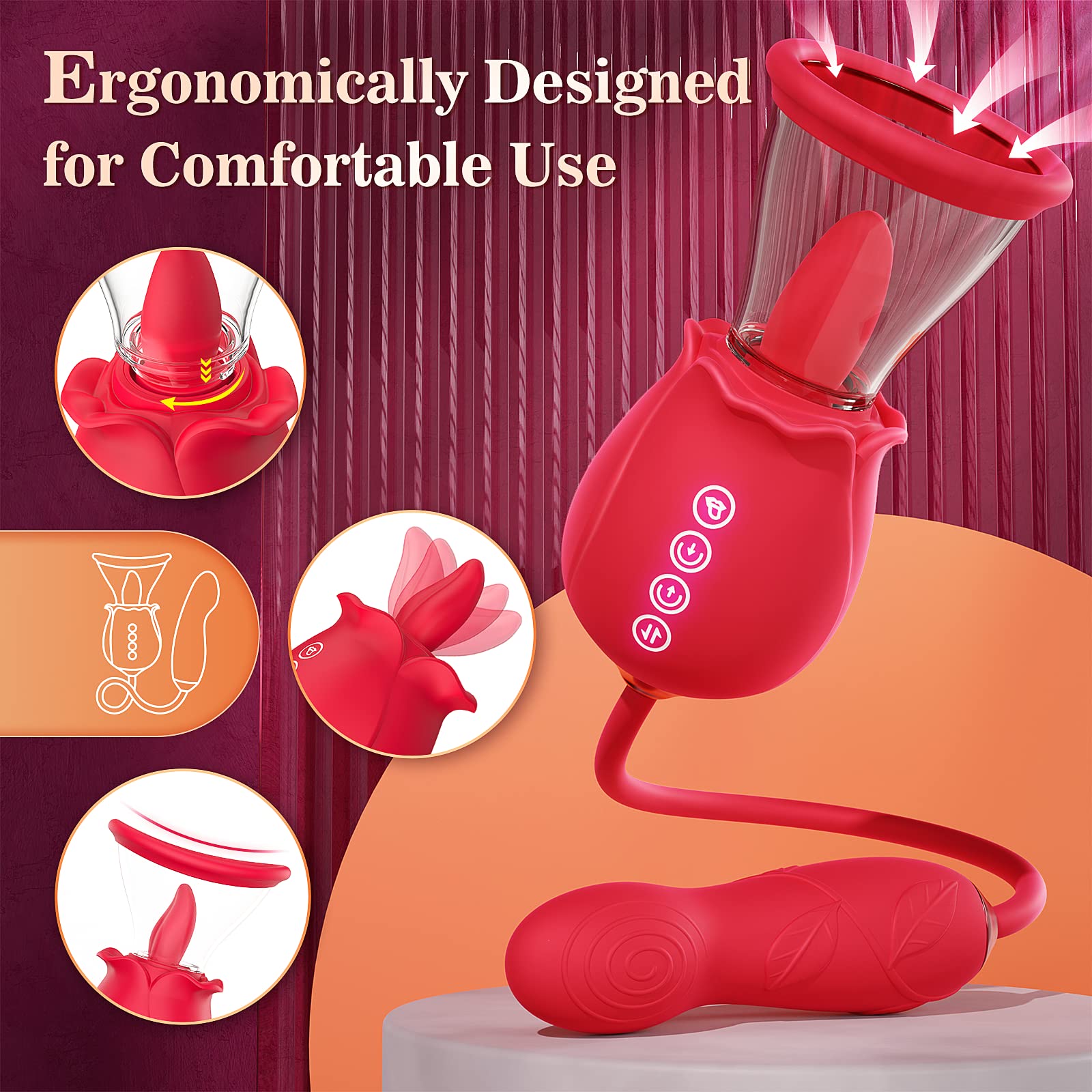 Rose-Inspired Dual-Action Personal Massager (Pulse + Waving Motion)