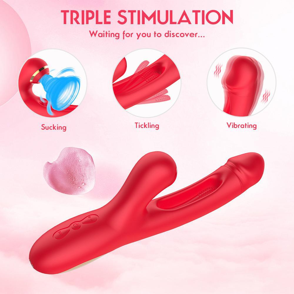 Women’s Vibrator with Realistic Dildo Design – Flapping Vibration & Clitoral Suction