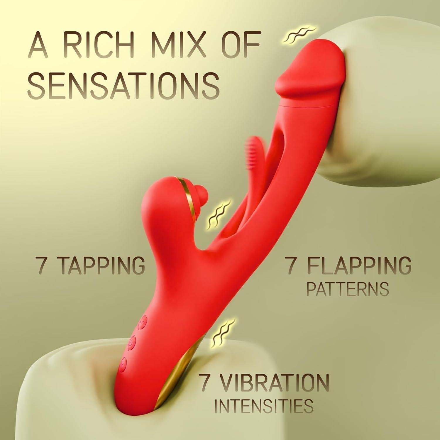 Women’s Vibrator with Realistic Dildo Design – Flapping Vibration & Clitoral Suction