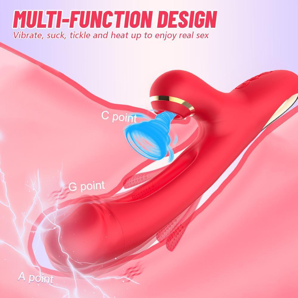 Women’s Vibrator with Realistic Dildo Design – Flapping Vibration & Clitoral Suction