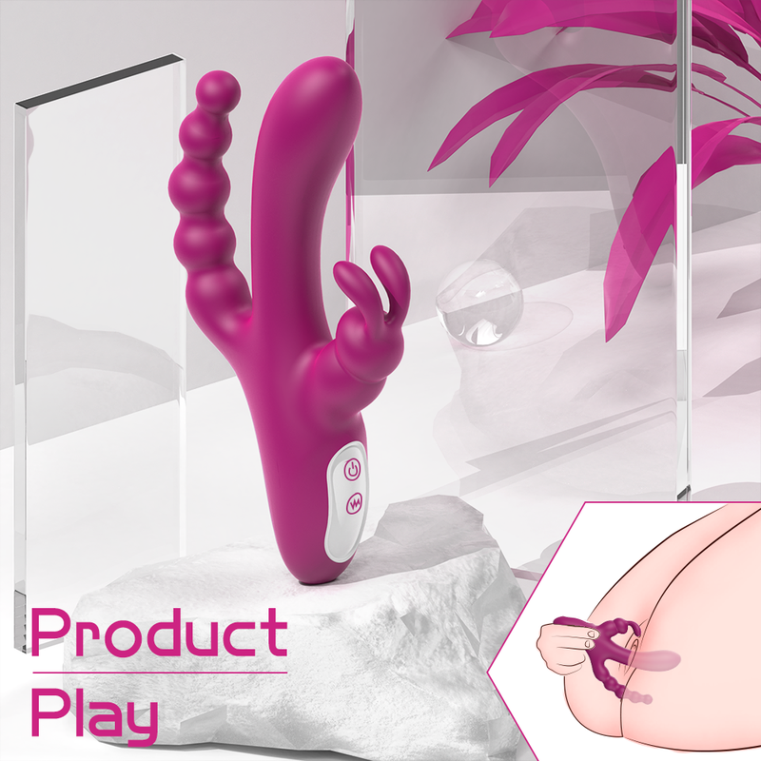 Waterproof Silicone Triple-Action Rabbit Massager