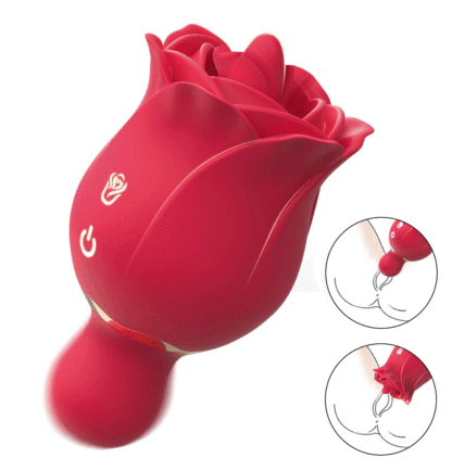 [With Free Storage Bag]Heatra - Tongue Vibrator Dual-Ended Rose Toy Licking & Vibrating
