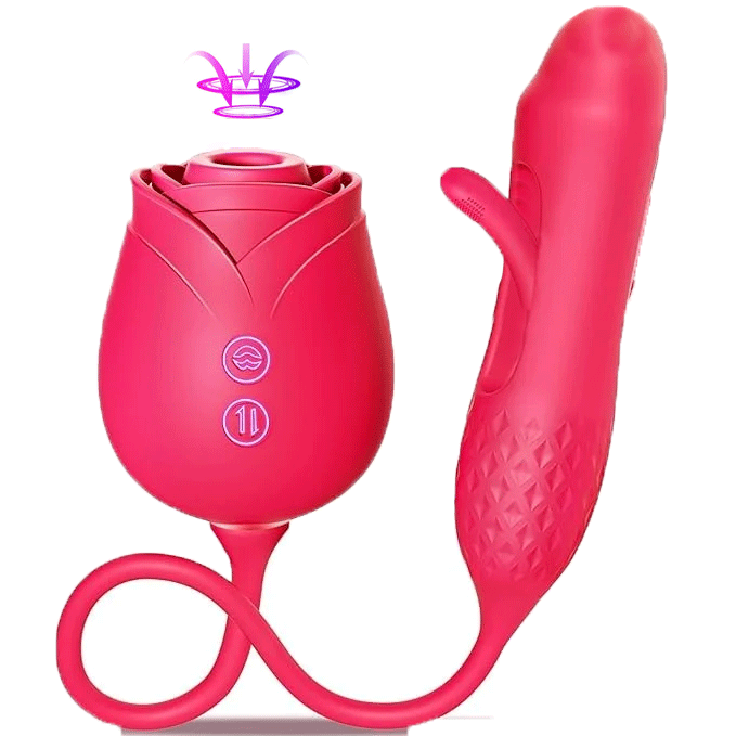 RosePulse – Triple Motion Vibrator with 10 AirPulse Suction, Flapping Clitoral Wings & Deep Thrust G-Spot Core – Rose Toy for Women
