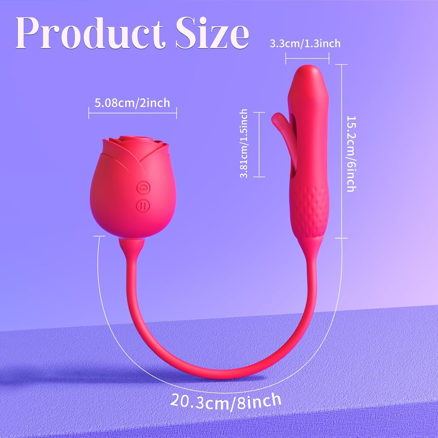 RosePulse – Triple Motion Vibrator with 10 AirPulse Suction, Flapping Clitoral Wings & Deep Thrust G-Spot Core – Rose Toy for Women