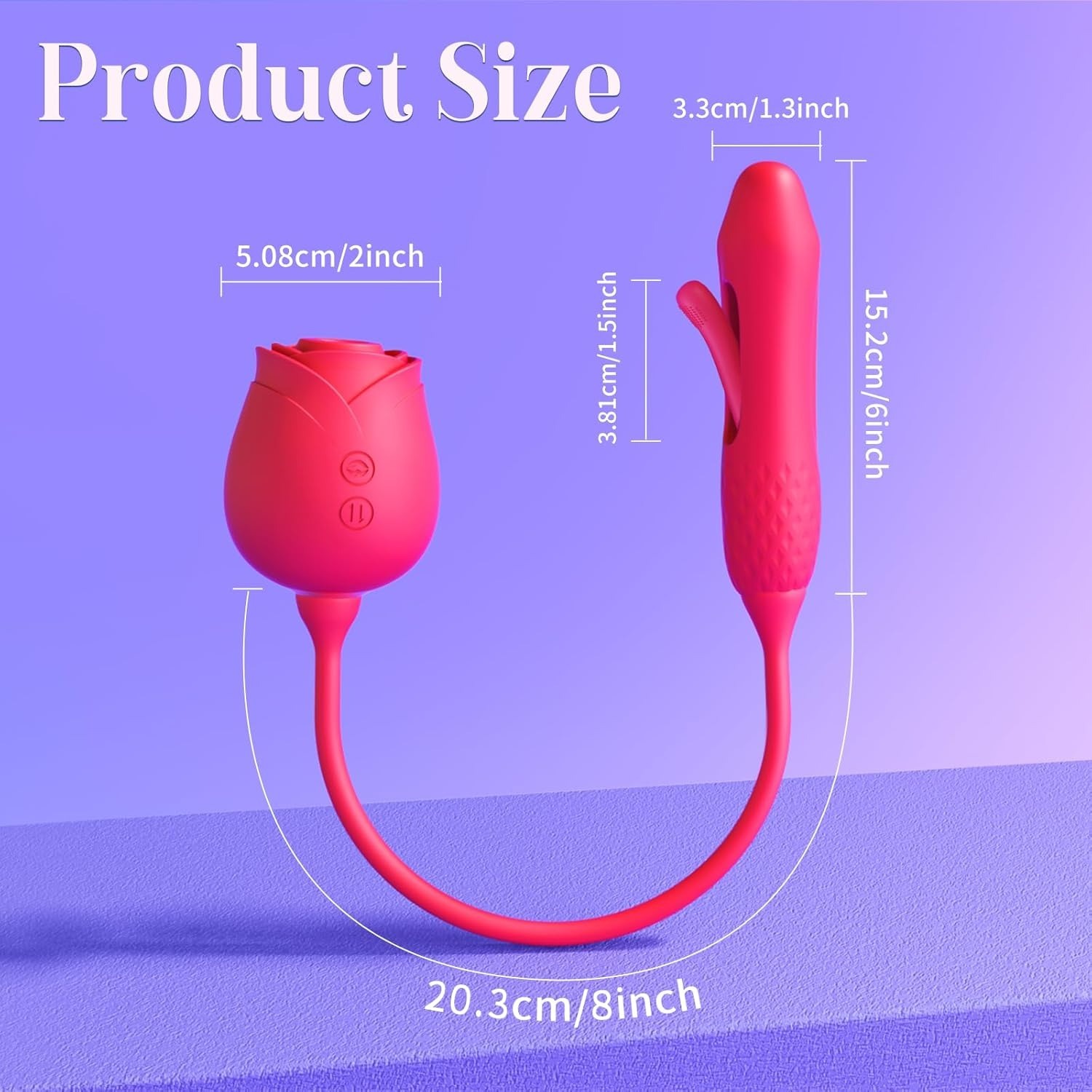 RosePulse – Triple Motion Vibrator with 10 AirPulse Suction, Flapping Clitoral Wings & Deep Thrust G-Spot Core – Rose Toy for Women
