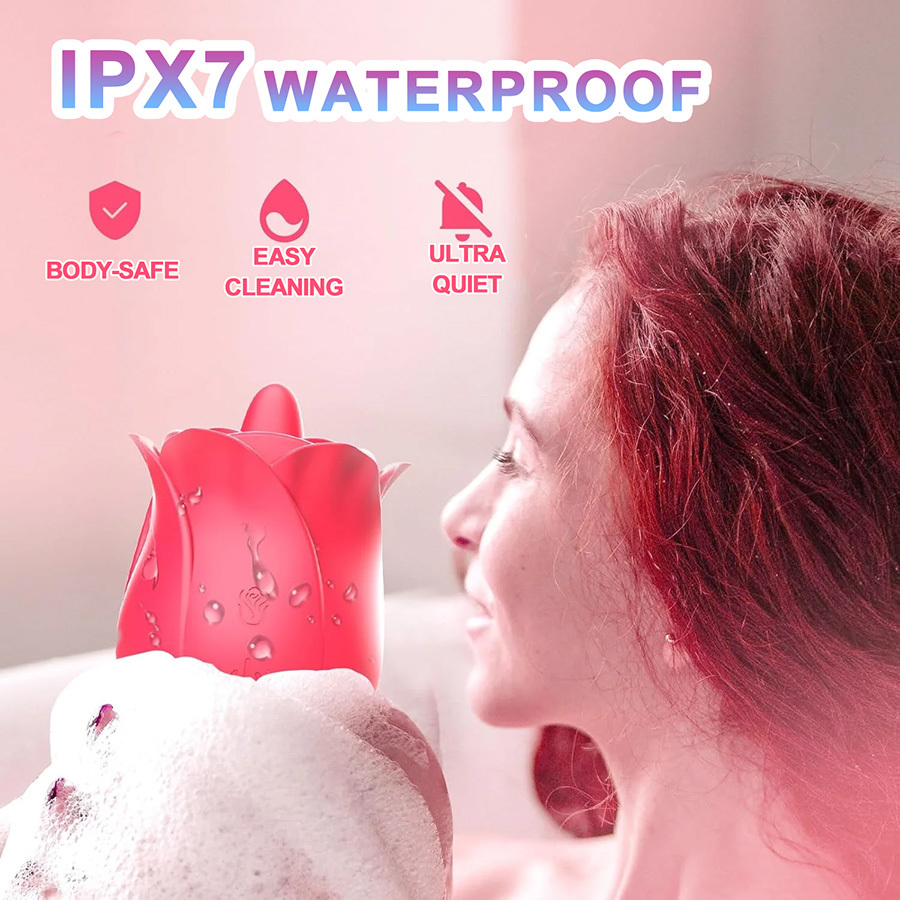 [With Free Storage Bag]Heatra - Tongue Vibrator Dual-Ended Rose Toy Licking & Vibrating