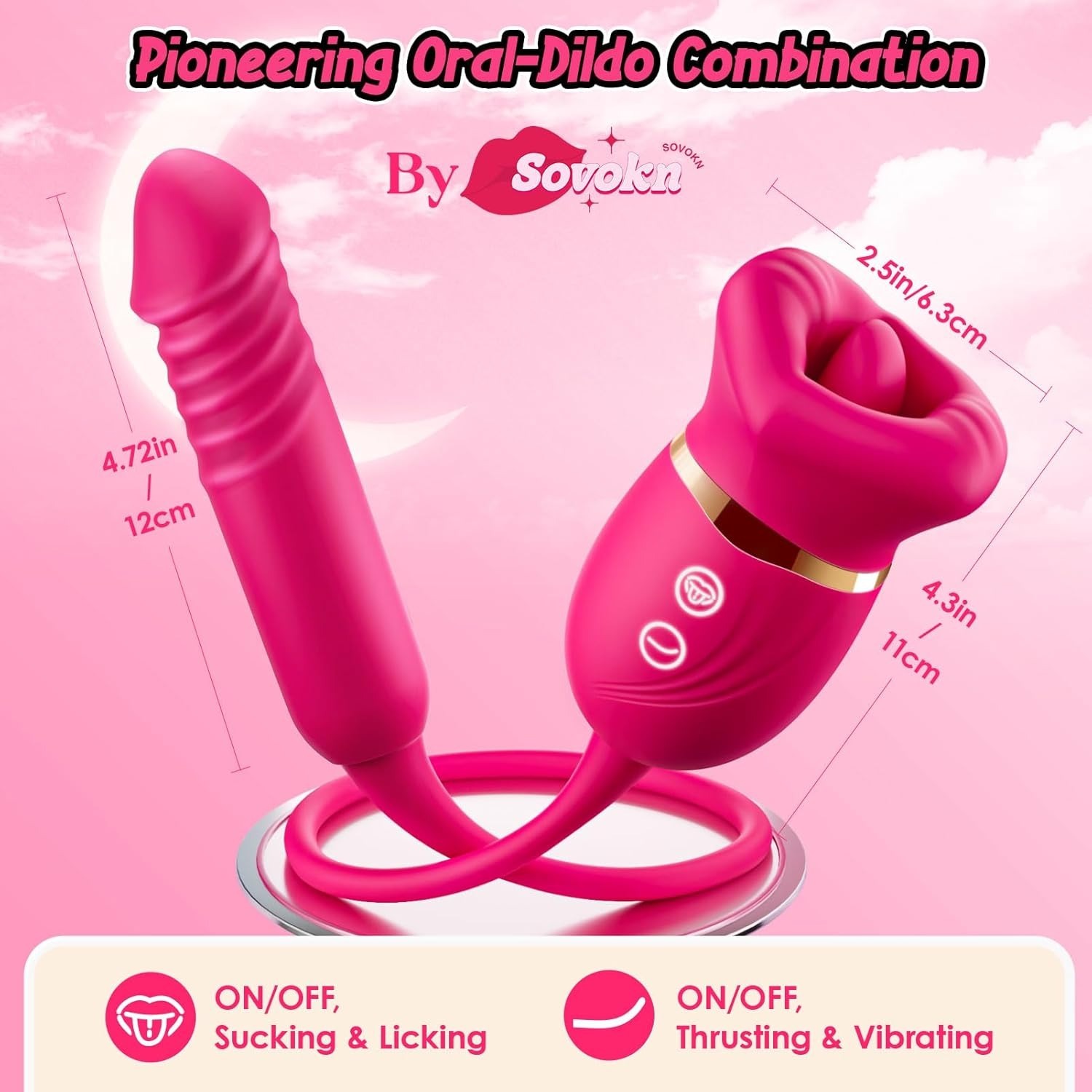 RoseLip Licking Duo – Soft Mouth Licking Toy with Suction & Thrusting G-Spot Drive