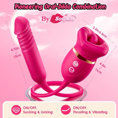 RoseLip Licking Duo – Soft Mouth Licking Toy with Suction & Thrusting G-Spot Drive